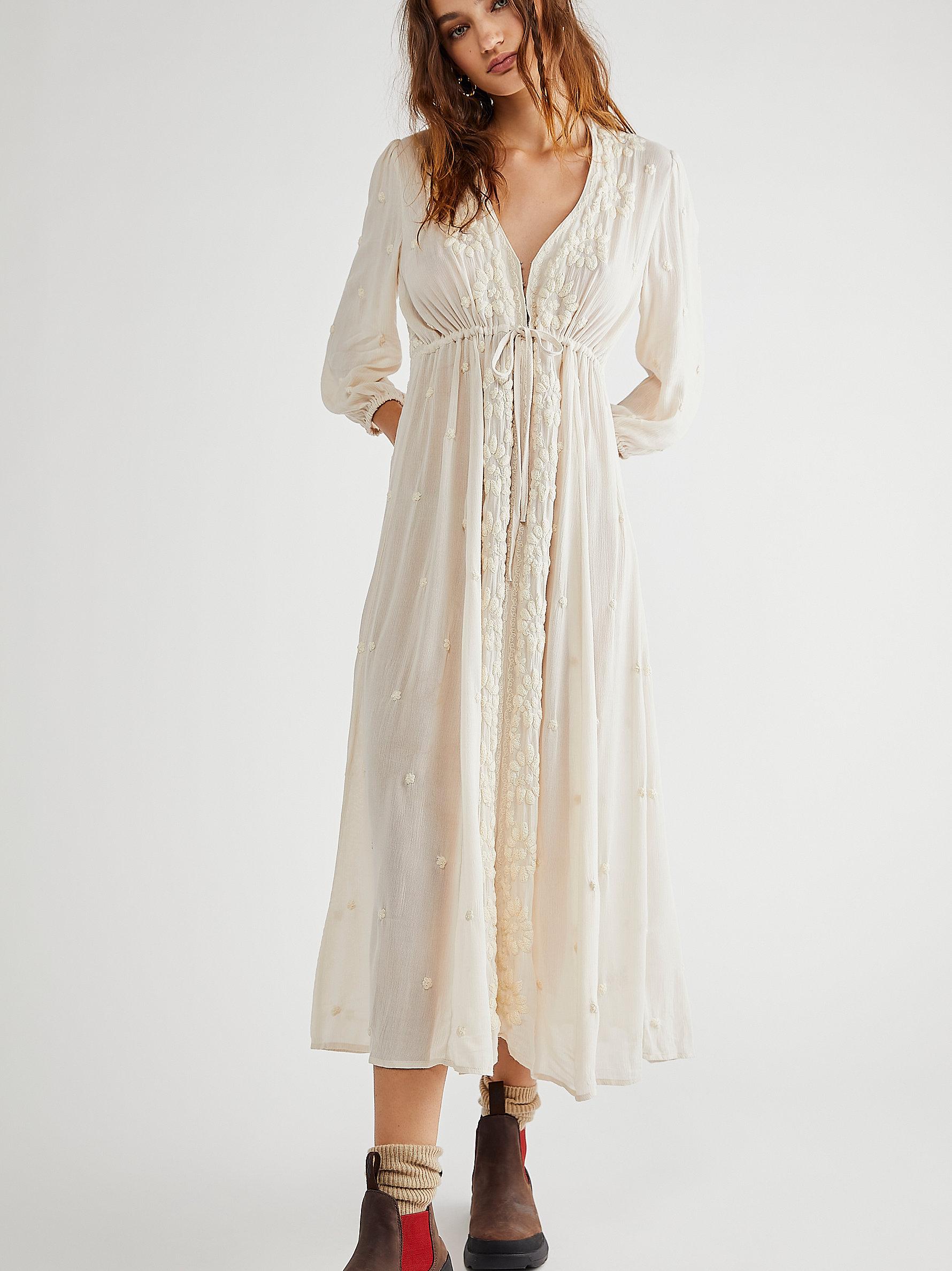 embroidered fable midi dress