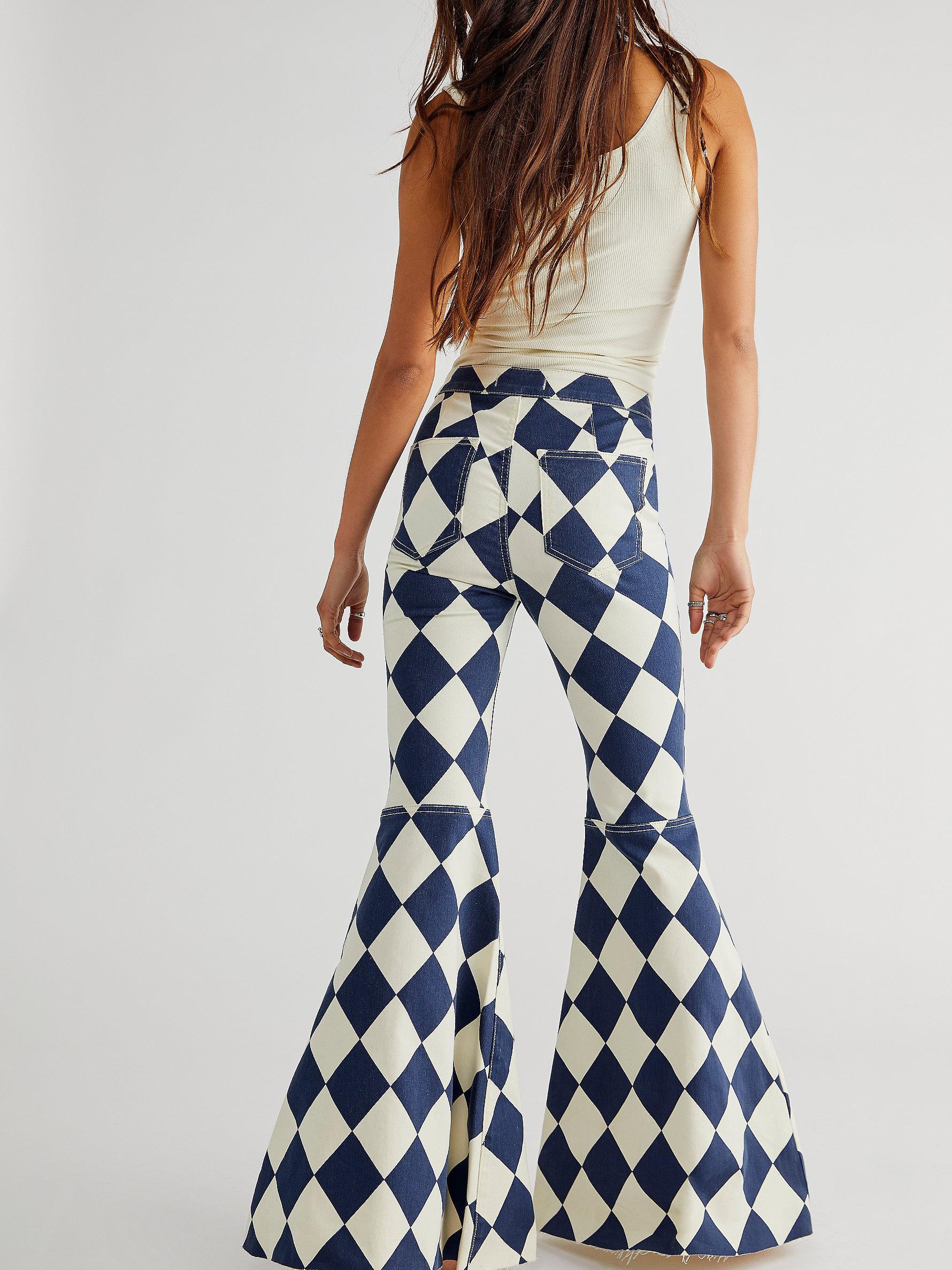 Free People Just Float On Printed Flare Jeans in Blue