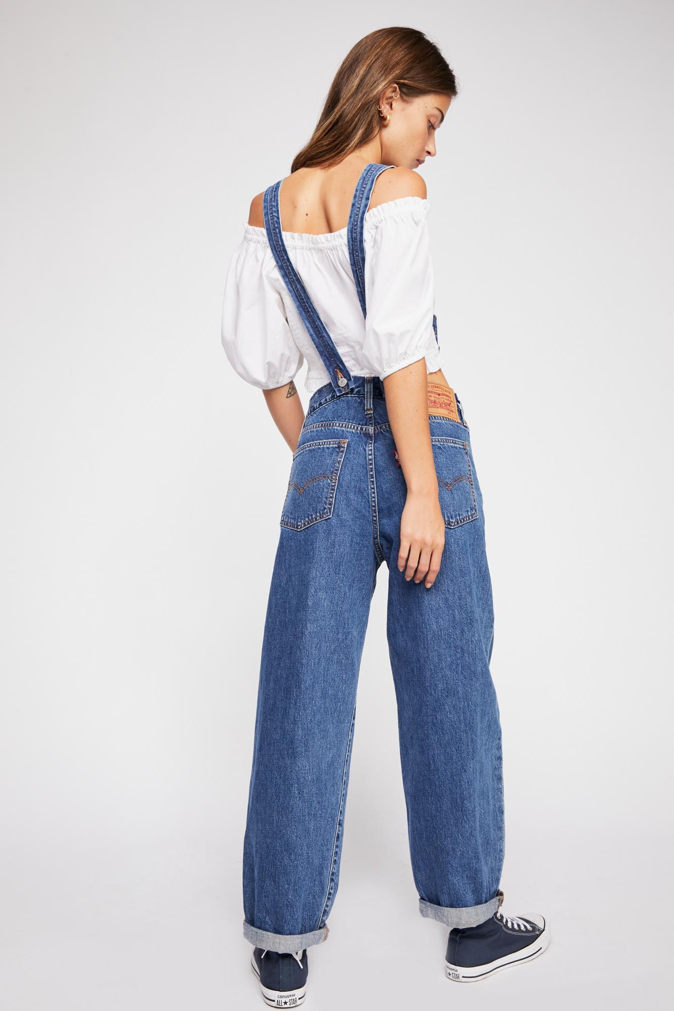 Free People Levi's Baggy Denim Overalls in Blue | Lyst