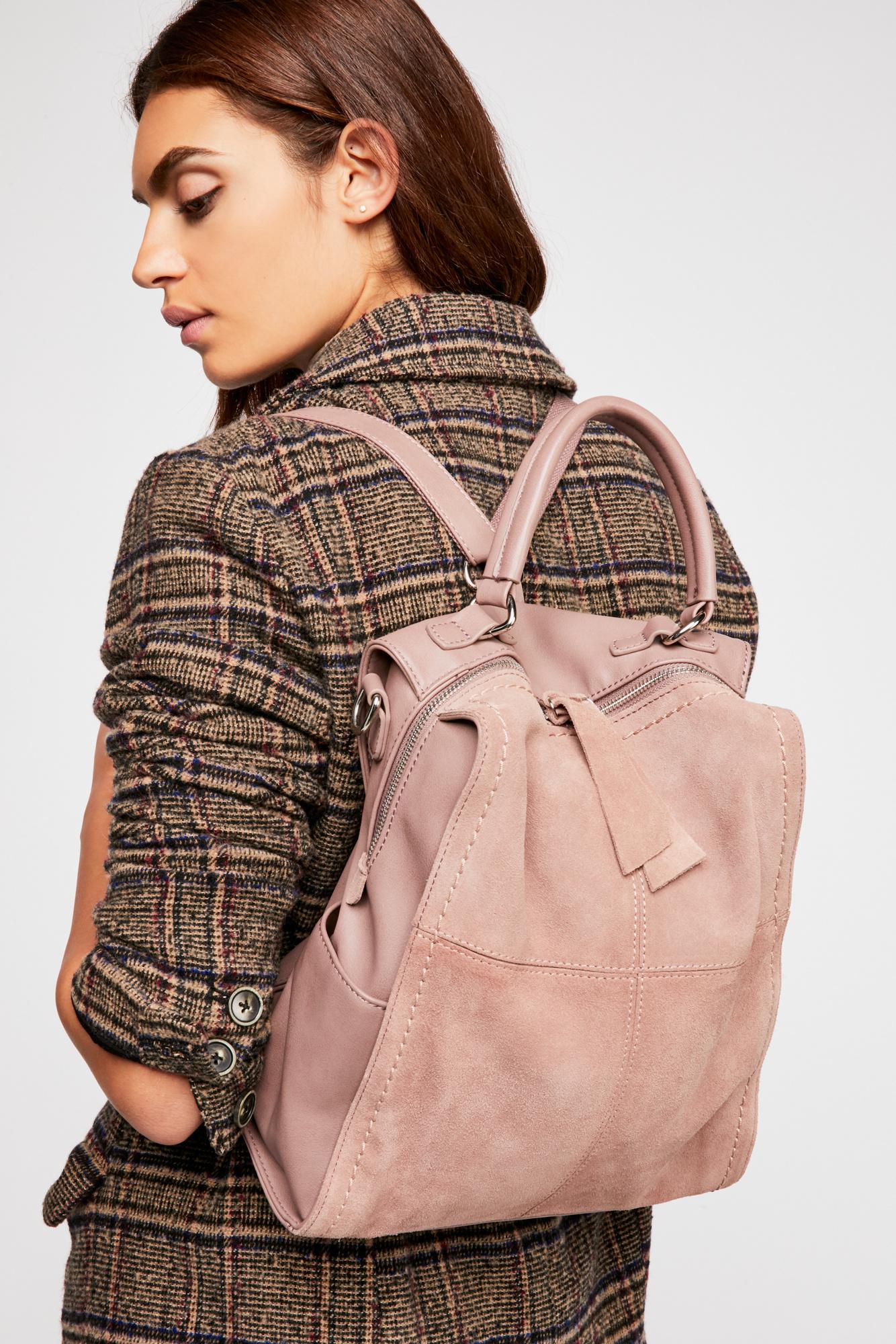 pink suede backpack