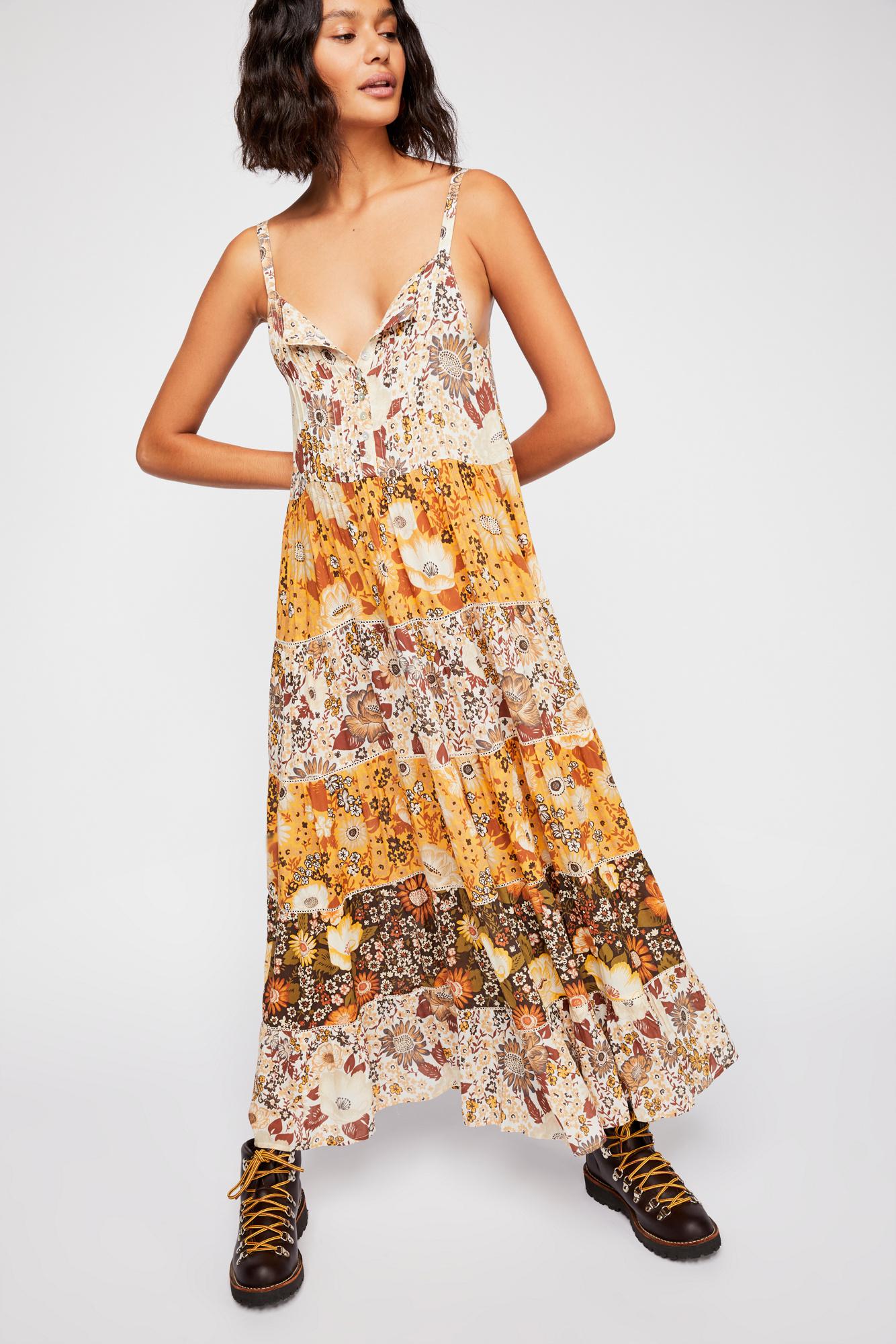 desert daisy babydoll midi dress