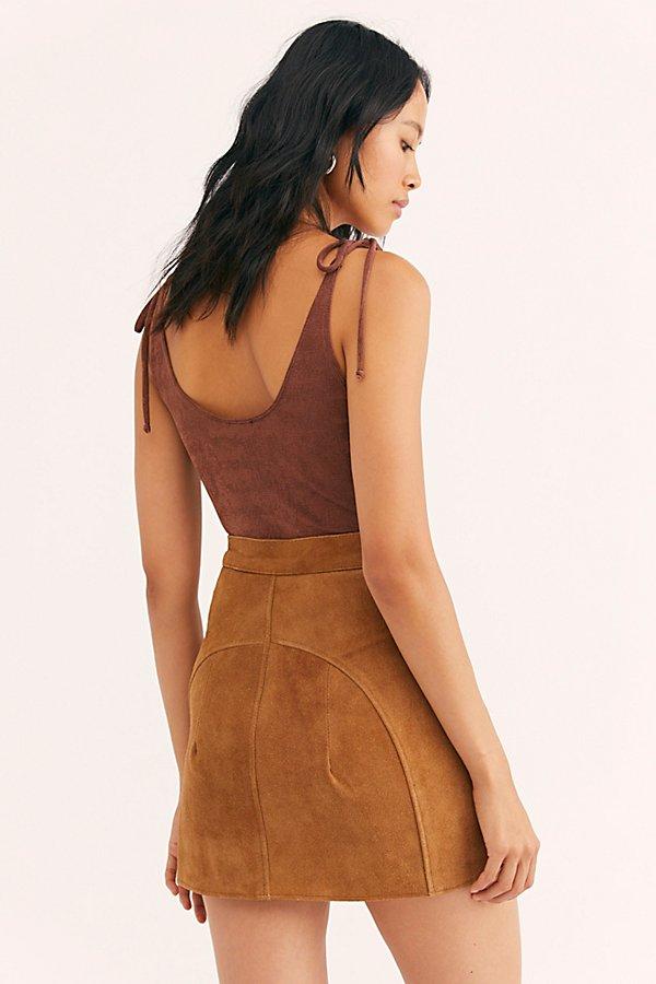 understated suede mini skirt