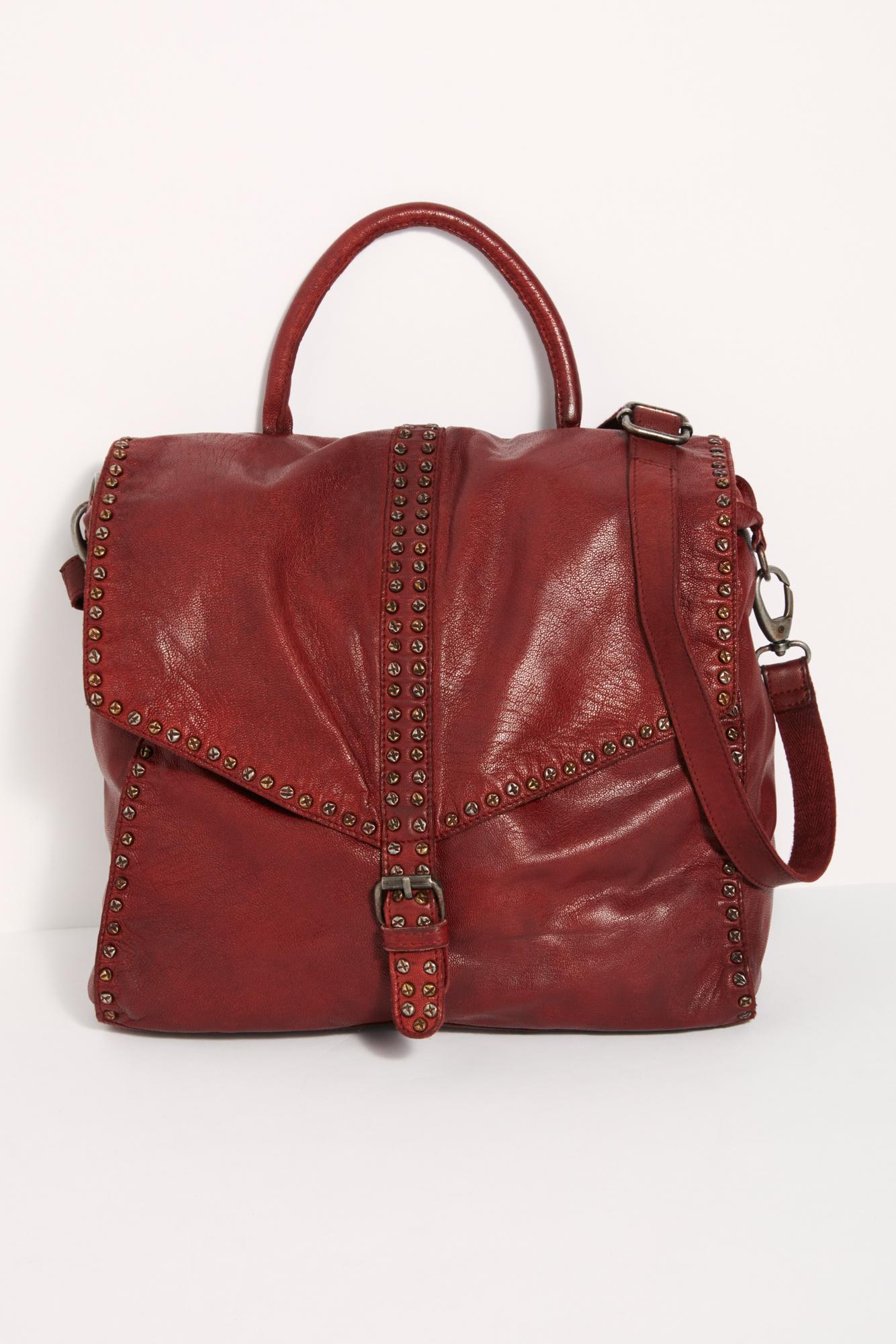 studded leather handbag