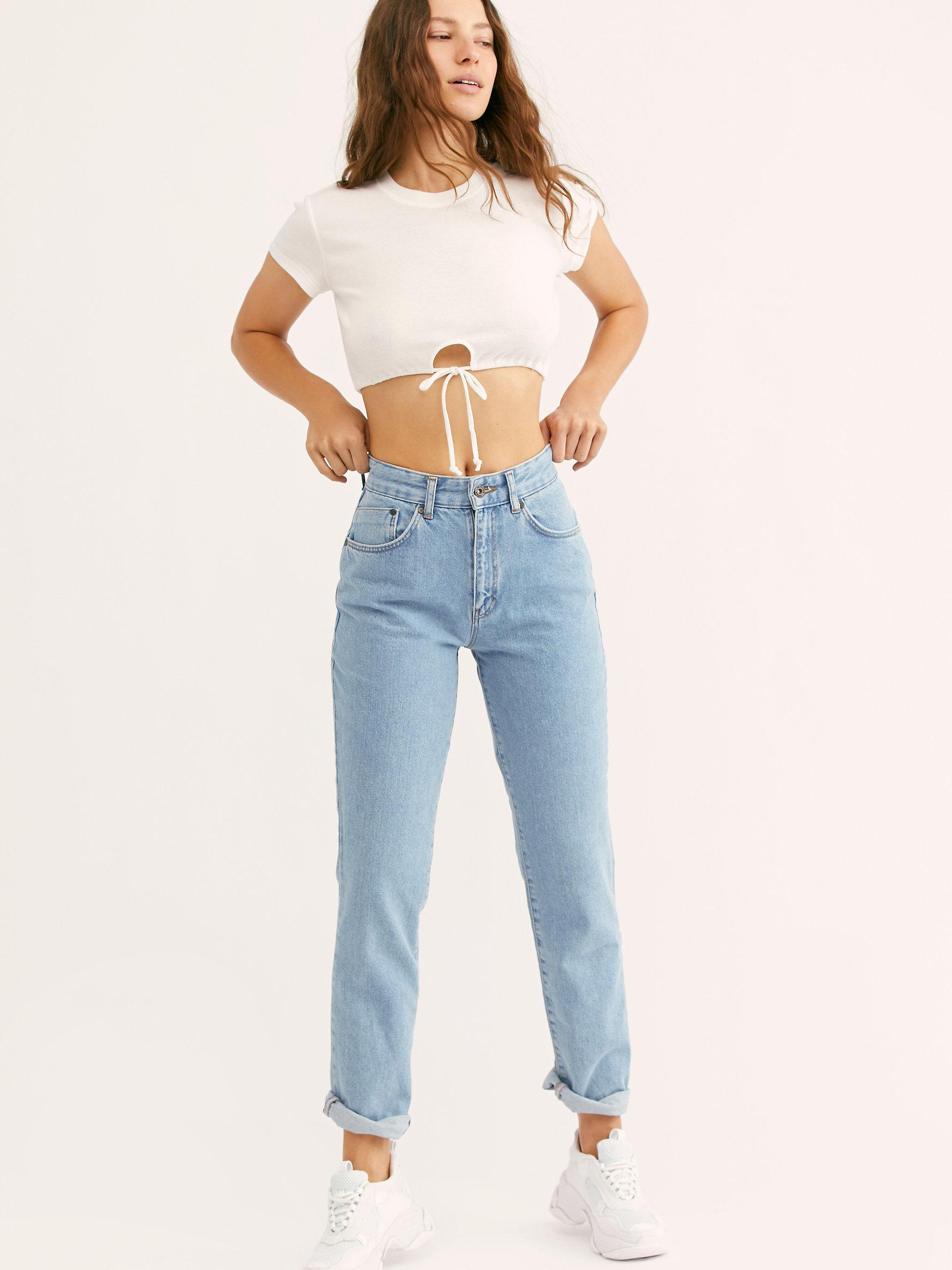 Free People The Ragged Priest Back Slash Mom Jeans in Blue | Lyst