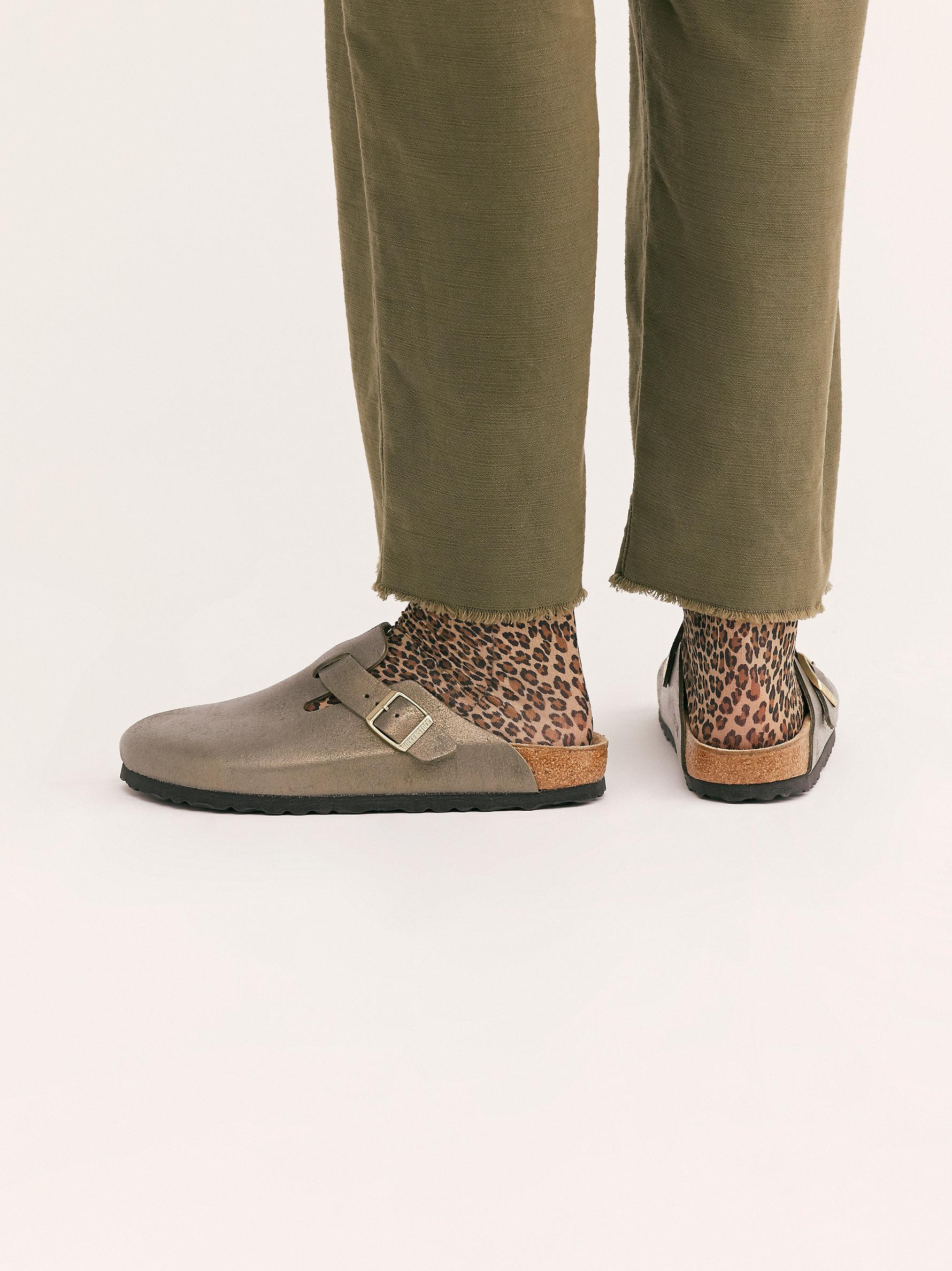 Free People Leather Boston Washed Metallic Birkenstock Lyst
