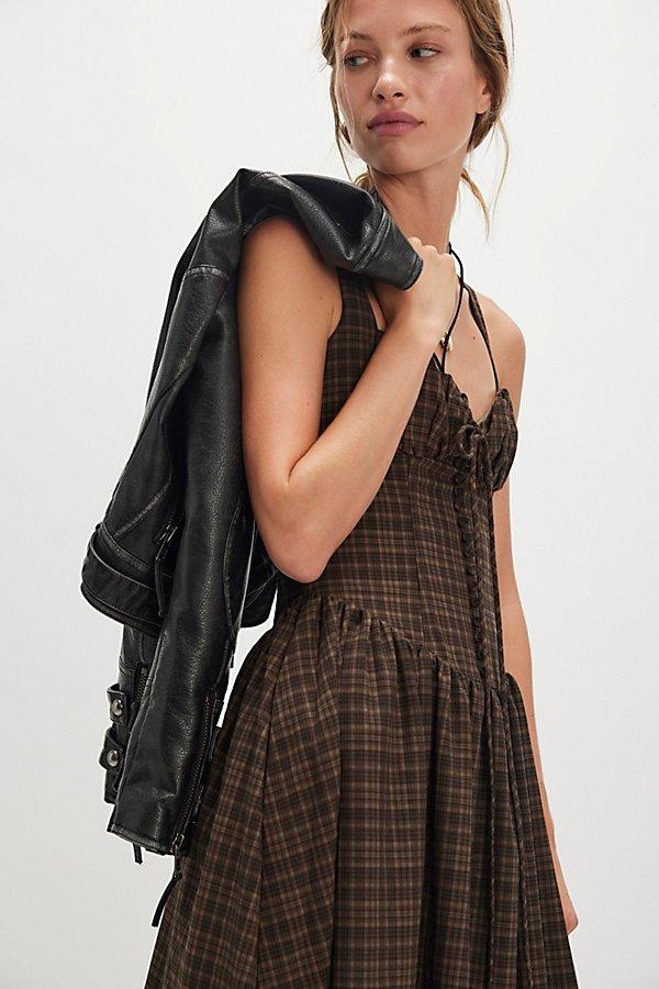 For Love & Lemons University Plaid Midi Dress in Black | Lyst