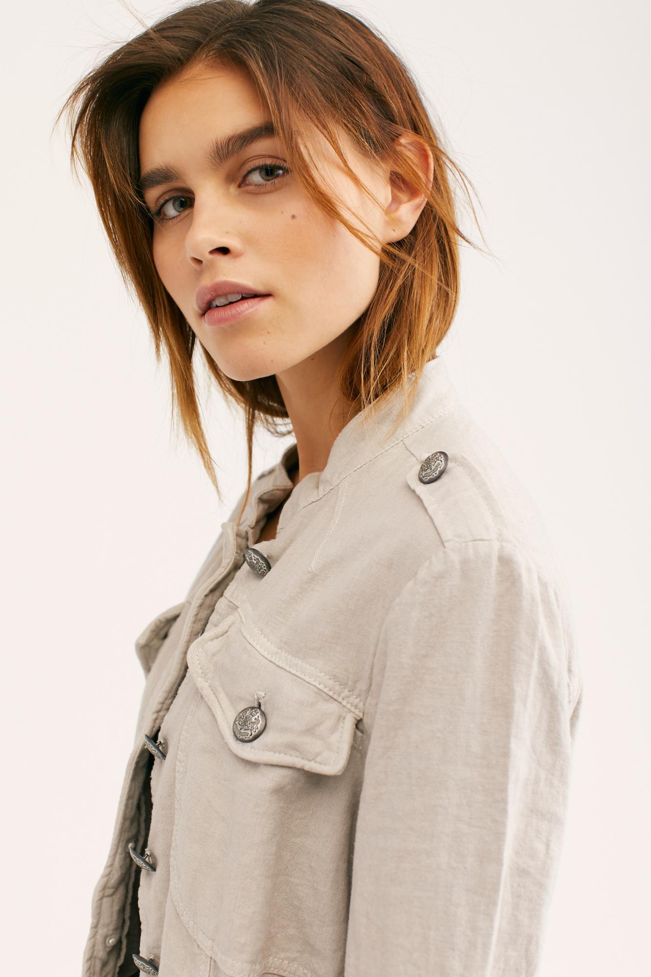 Women Sand Free People Military Jacket 