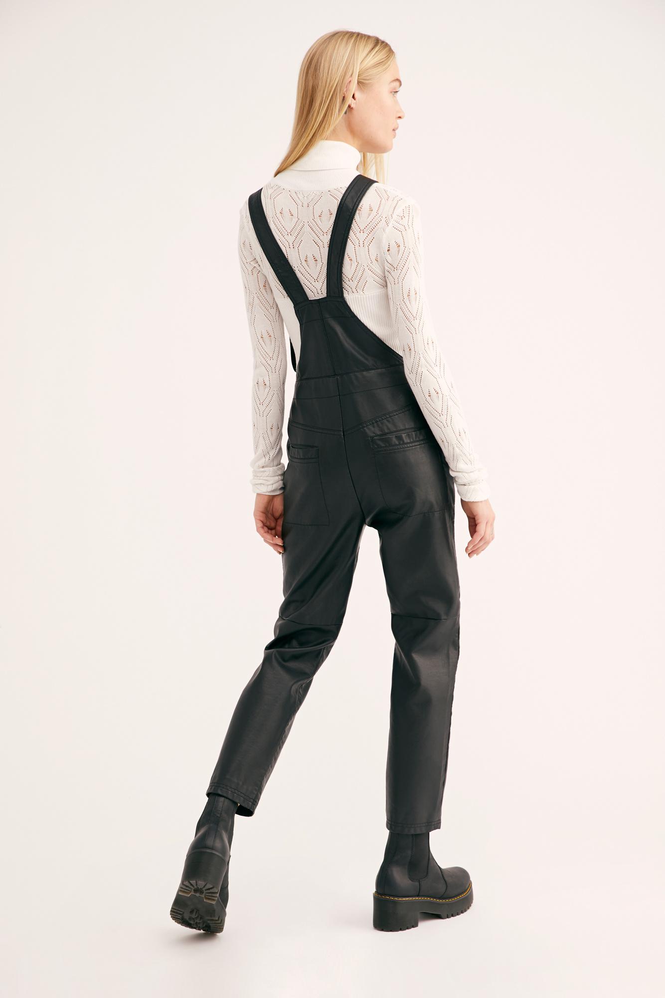 Free People Mod Moto Dungarees in Black | Lyst