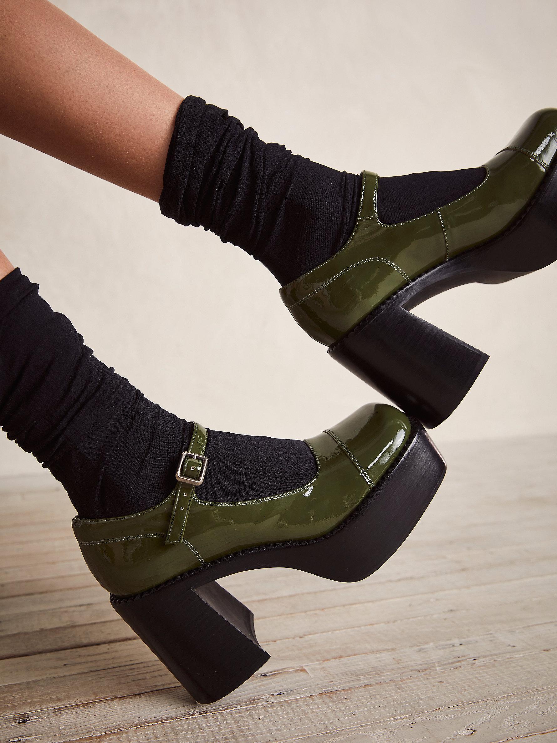 Free People Pia Platform Mary Janes in Green | Lyst
