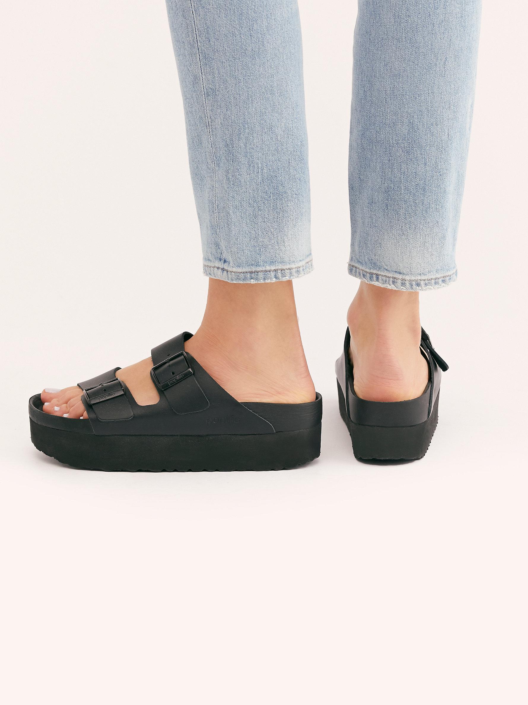 Free People Arizona Platform Exquisite Birkenstock Sandals in Black | Lyst