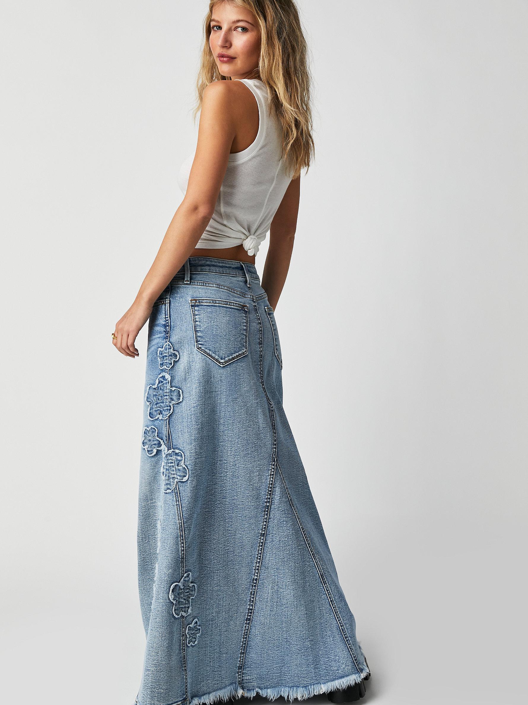 Free People Driftwood Blue Jean Baby Maxi Skirt | Lyst