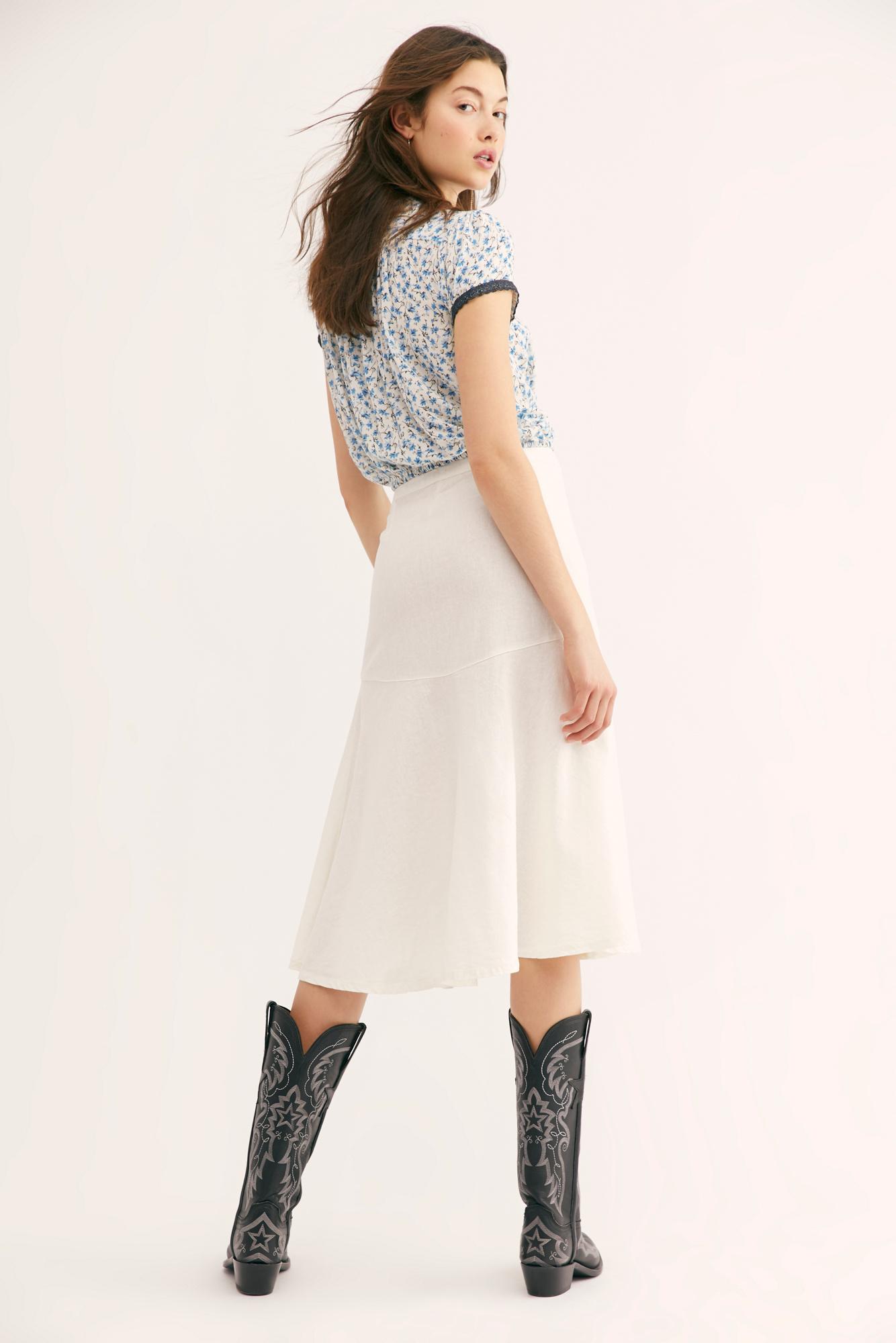 poppy flounced midi skirt