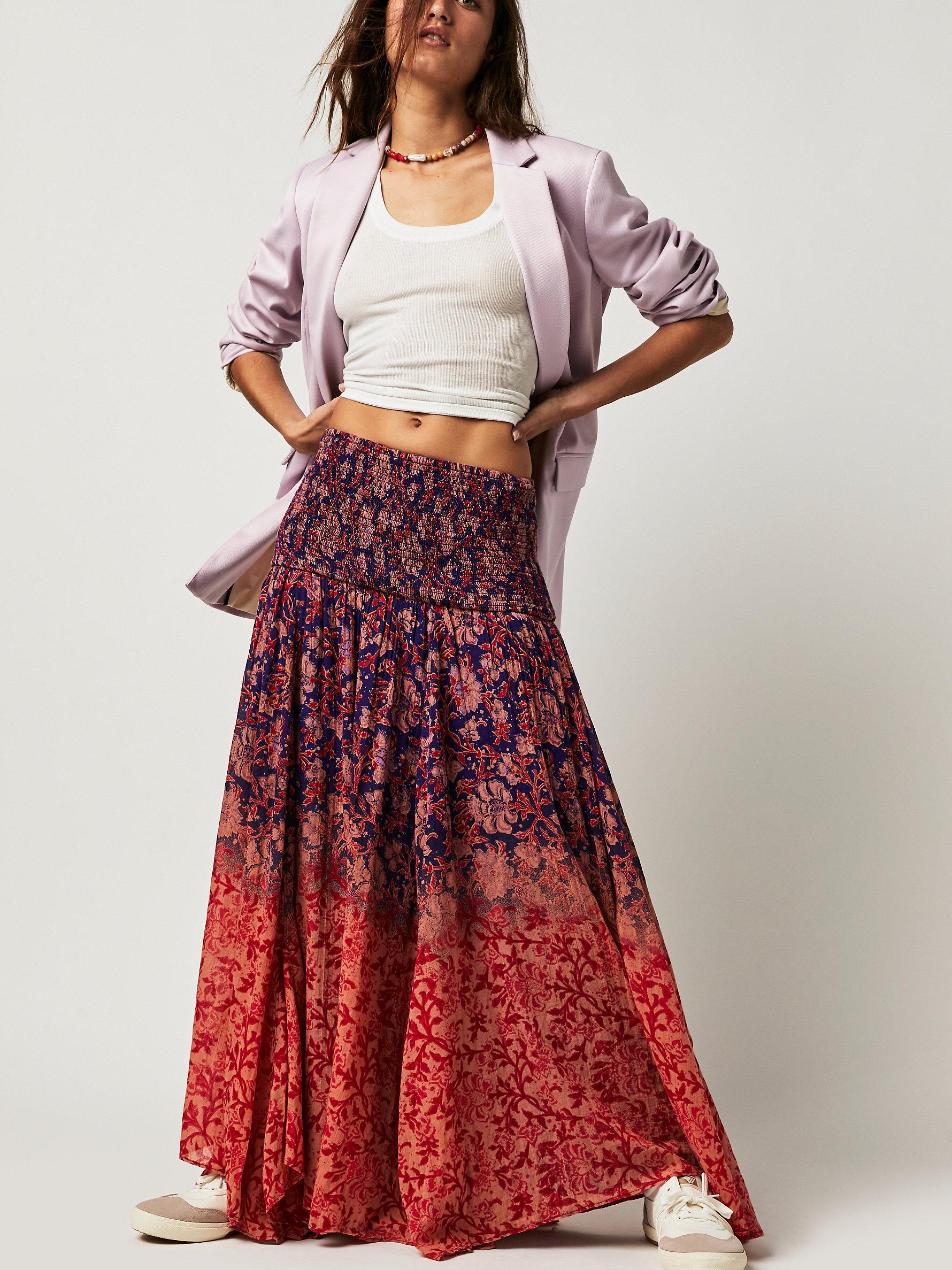 Free People Off Tropic Convertible Maxi Skirt in Red | Lyst