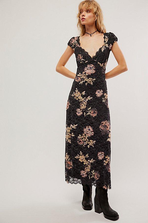 Free People Butterfly Babe Lace Maxi Dress At In Black Combo, Size