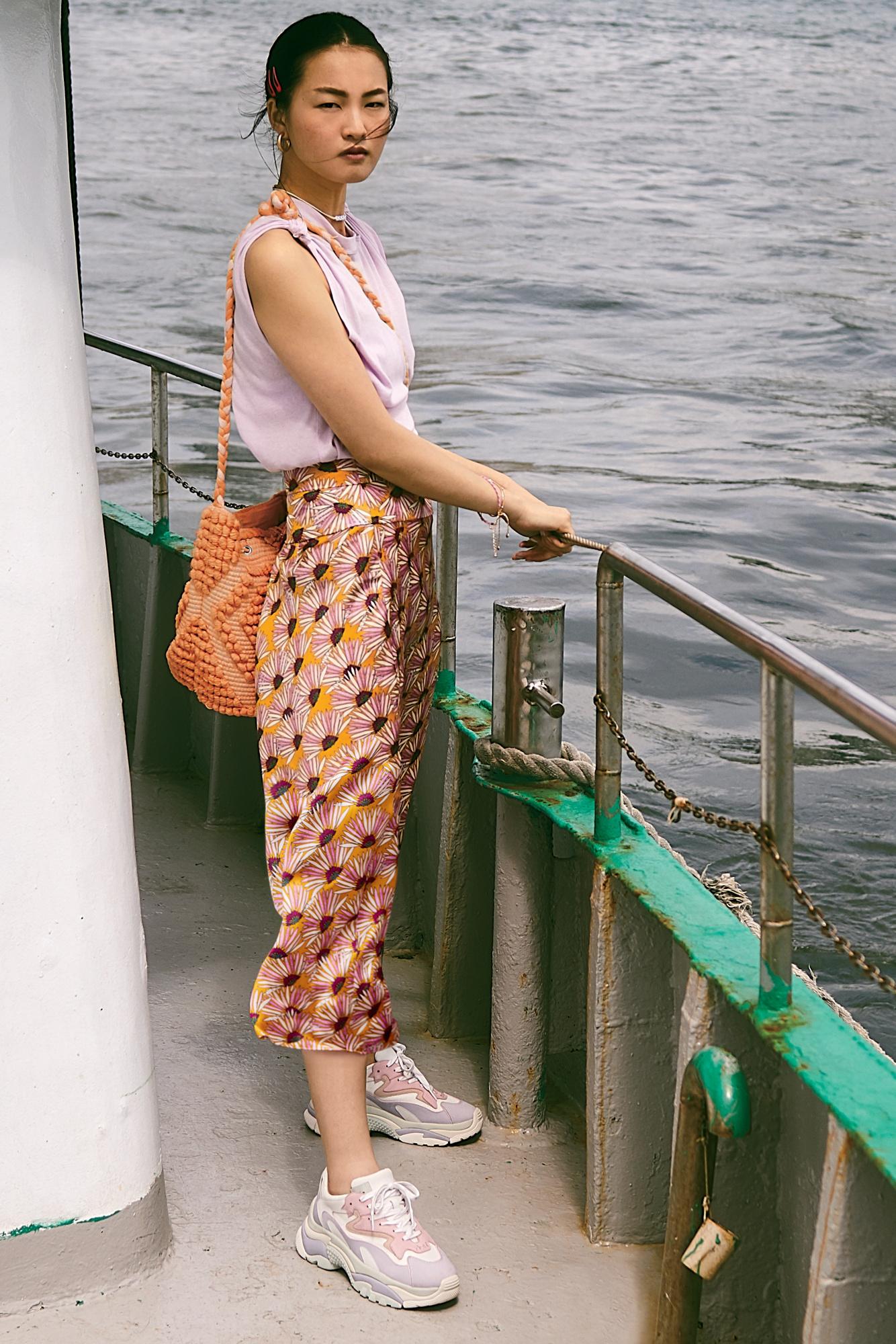 free people normani bias printed skirt