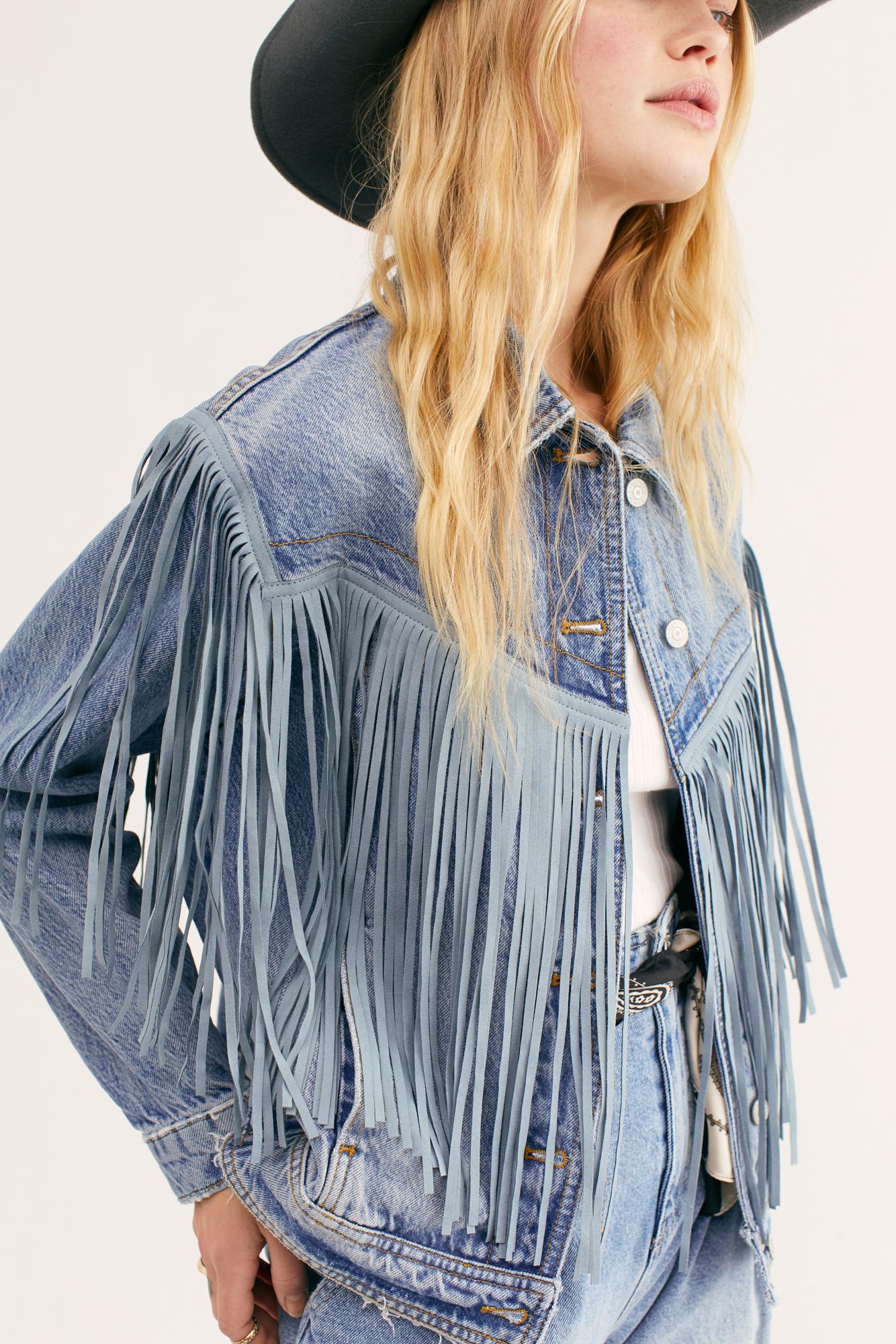 fringe denim jacket hedge 
