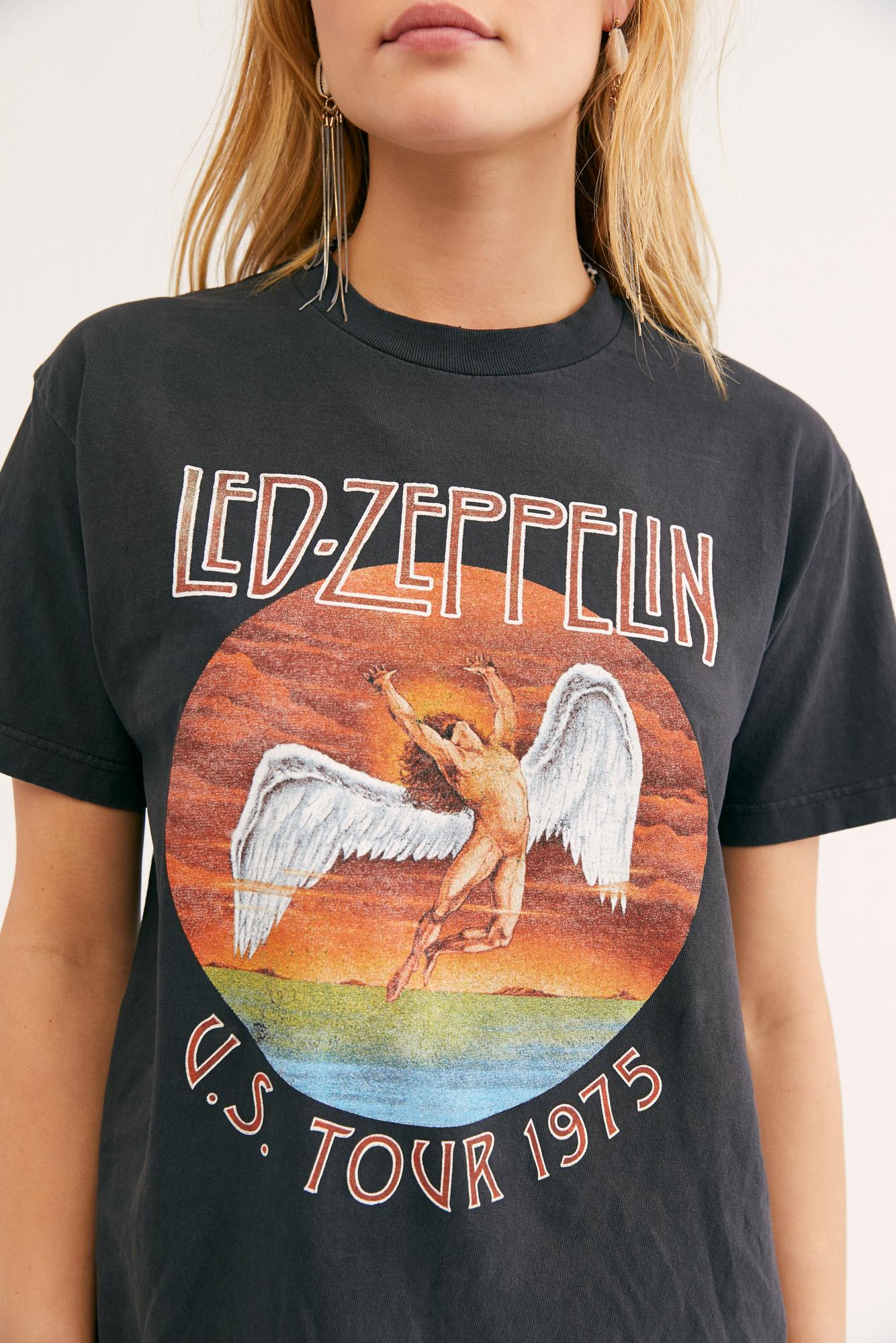 Free People Distressed Led Zeppelin Tee By Daydreamer in Black | Lyst
