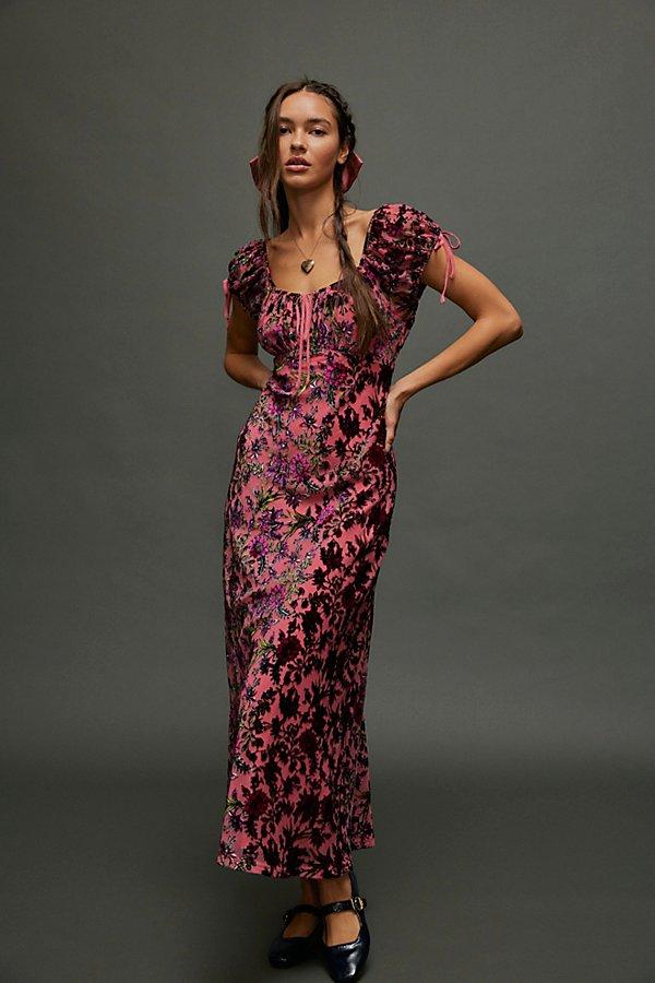 Free People Velvet Floral Burnout Midi Dress in Black | Lyst