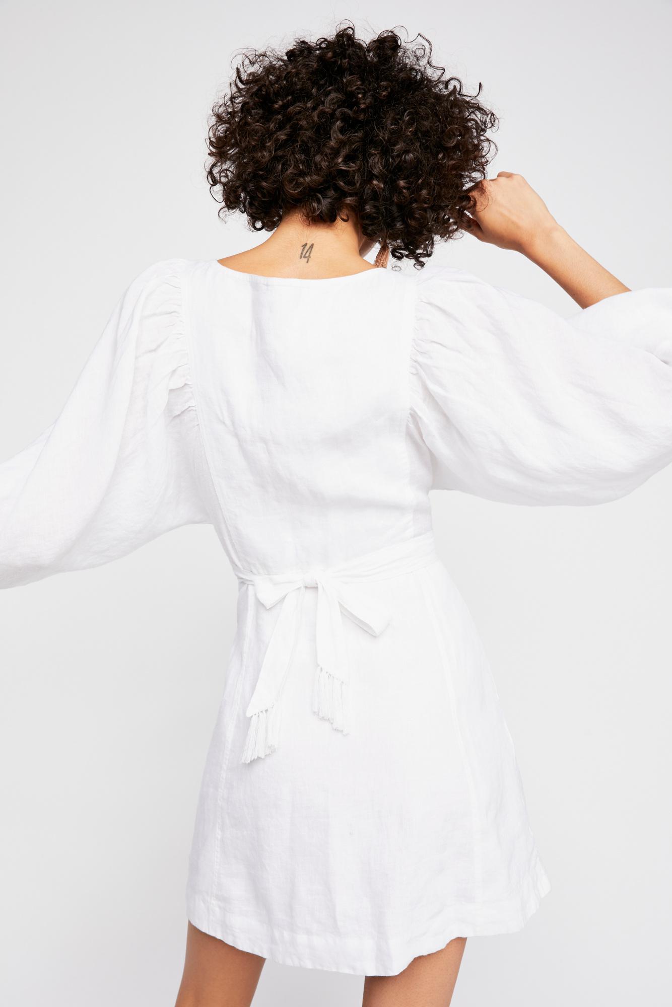 Free People Linen Carino Mini Dress By Endless Summer in White - Lyst