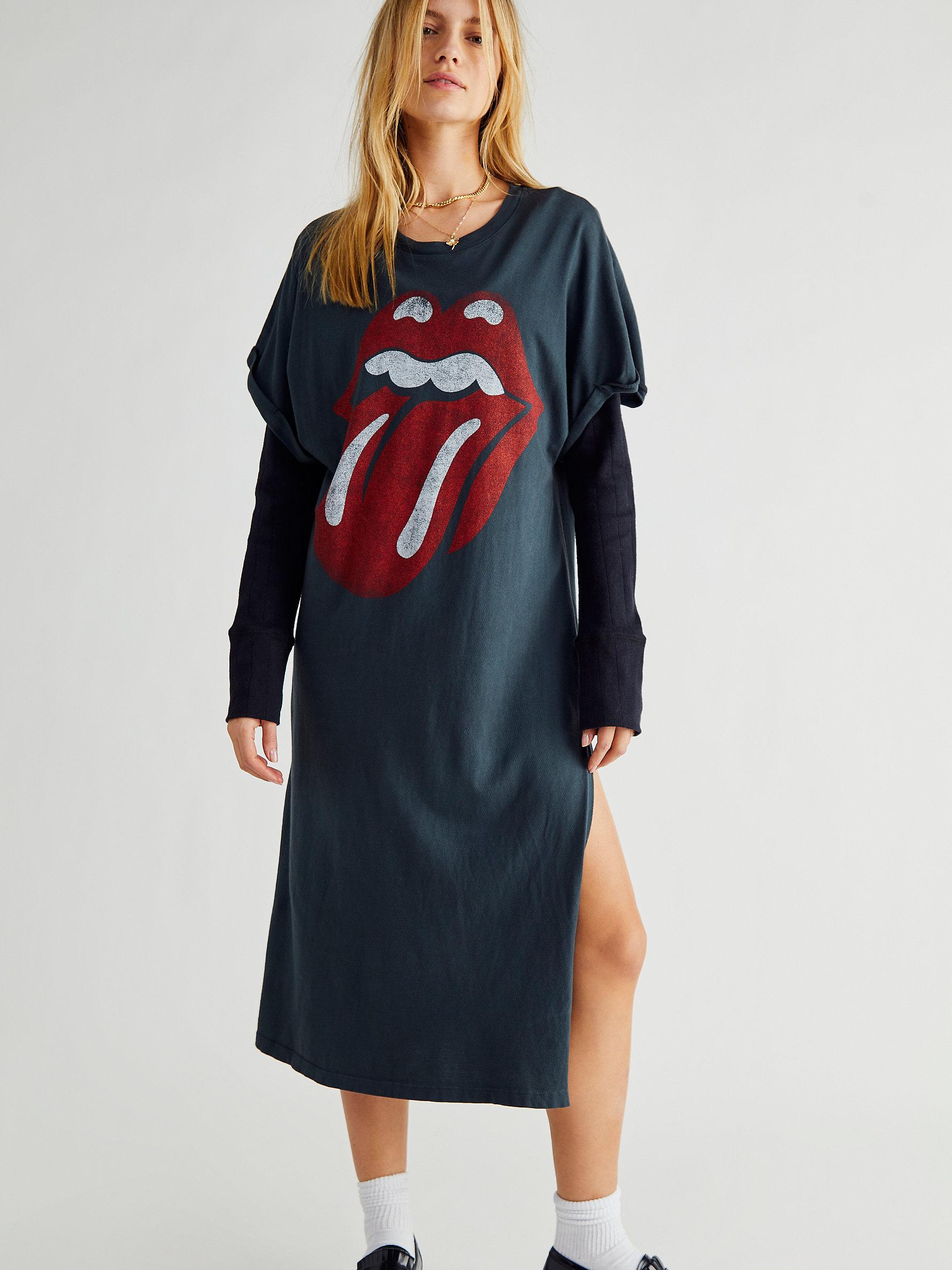 Free People Rolling Stones 89 Rolled Sleeve Maxi Top in Black | Lyst