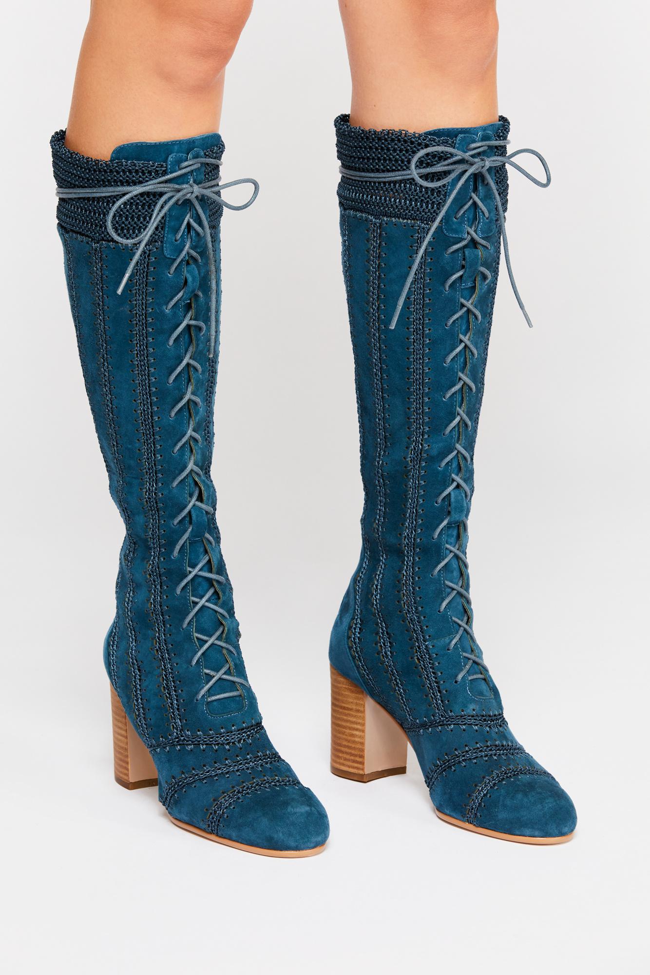 Free People Blaire Lace-up Boot in Blue | Lyst