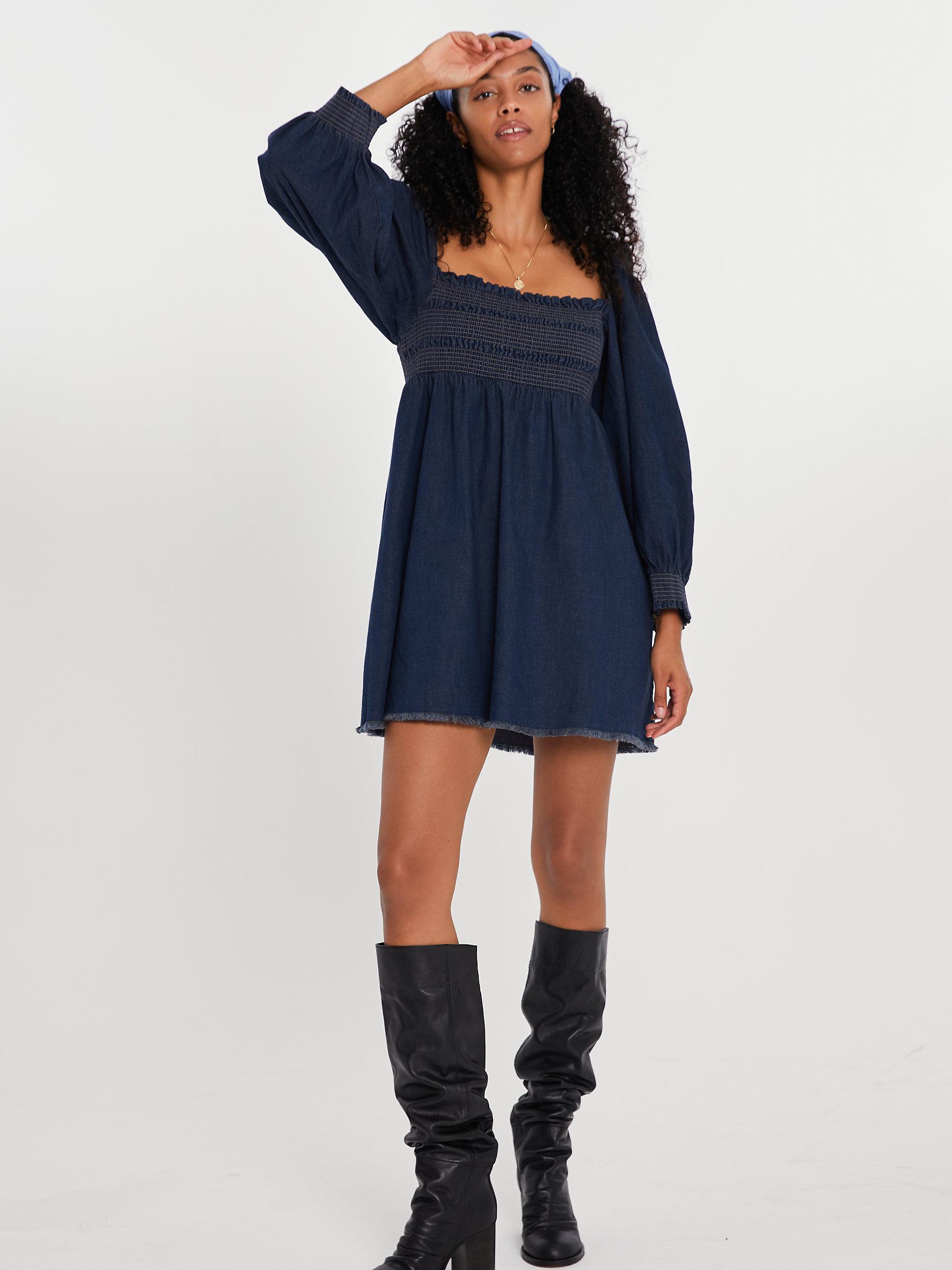 Everything Denim Mini Dress in Blue 