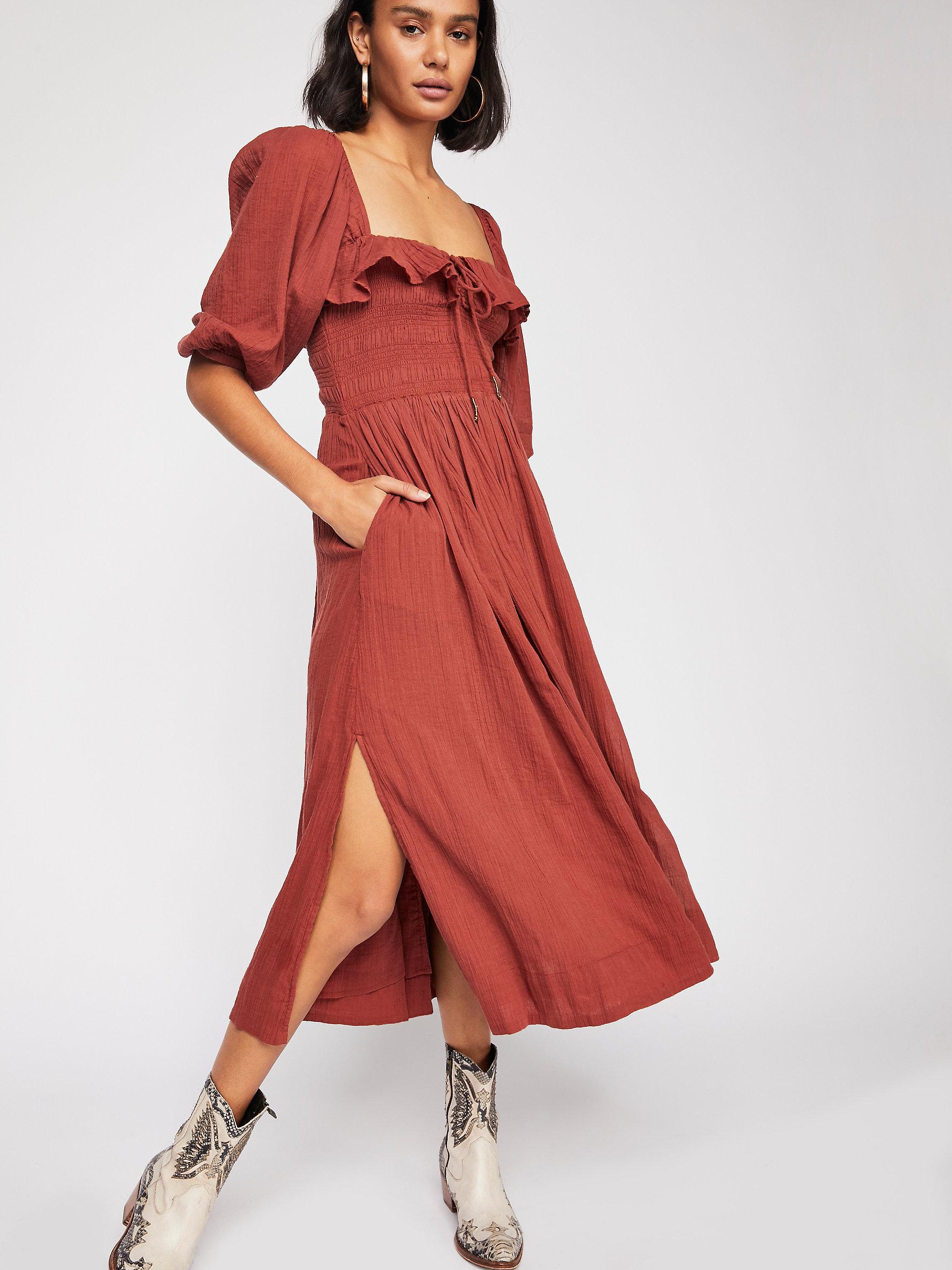 Free People Oasis Midi Dress in Red | Lyst