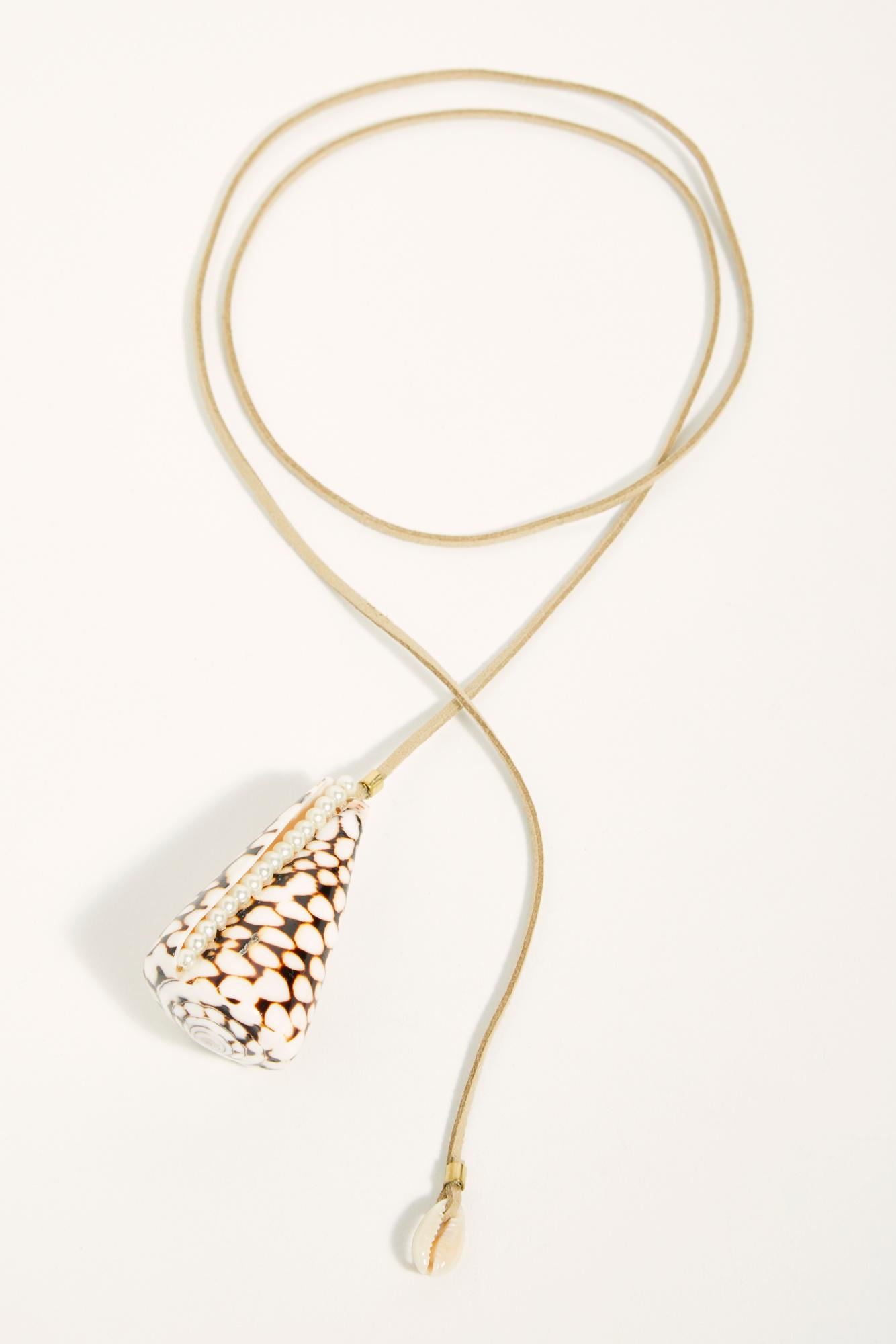 Free People Shell Leather Wrap Necklace By Lena Bernard in Metallic - Lyst
