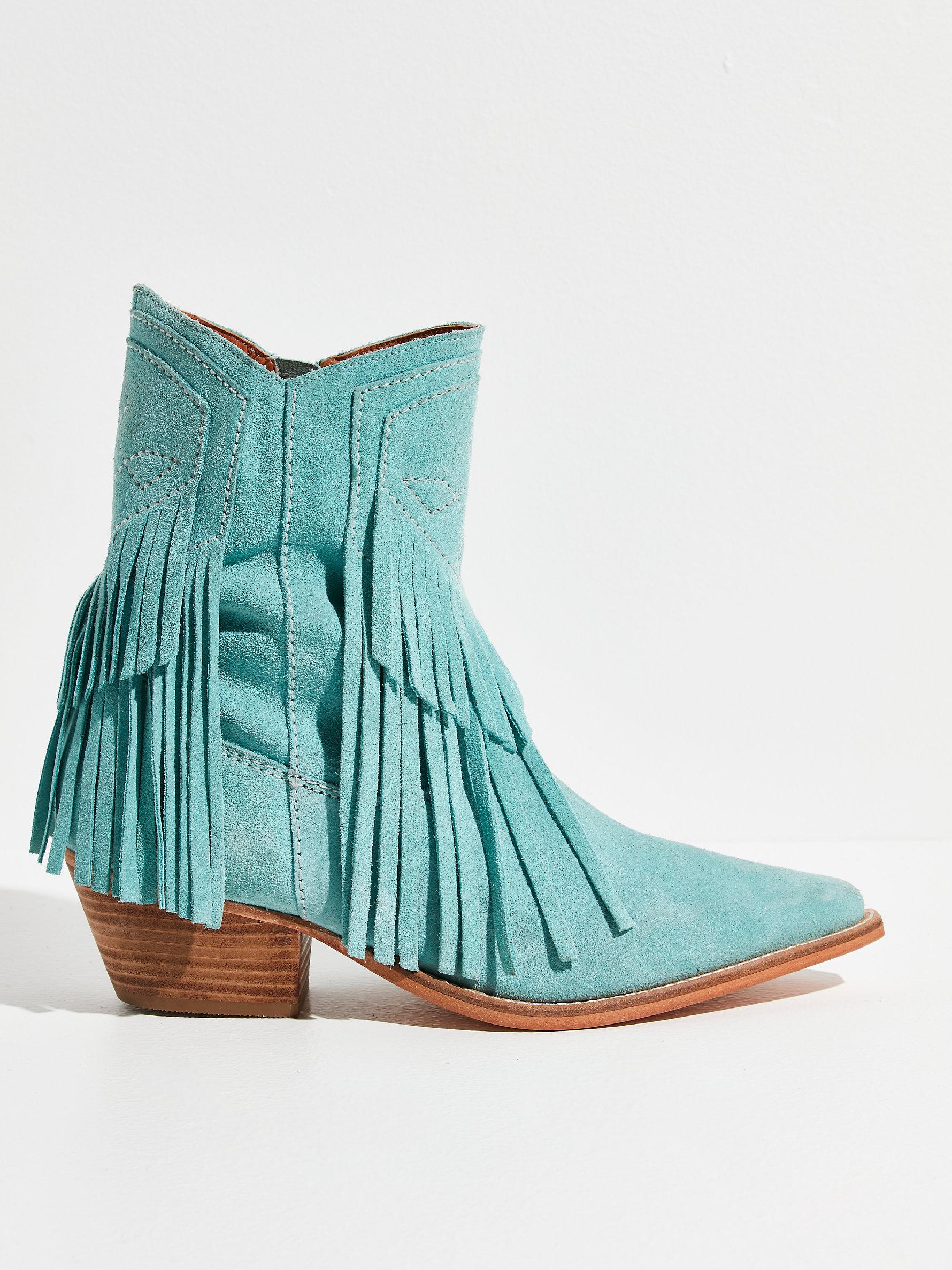 Lawless Fringe Western Boots in Blue 