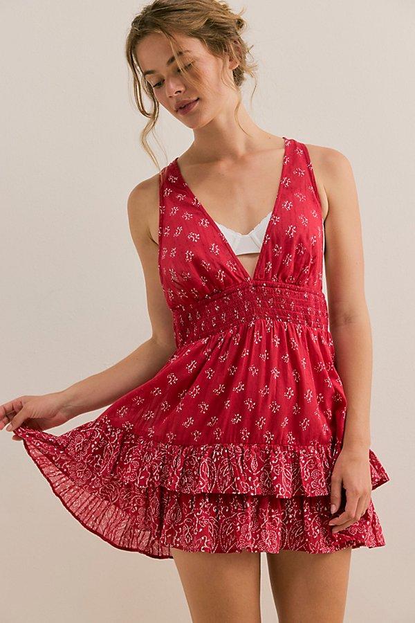 Free People Happy Hour Printed Mini Slip in Red | Lyst Free People Happy Hour Printed Mini Slip in Red | Lyst