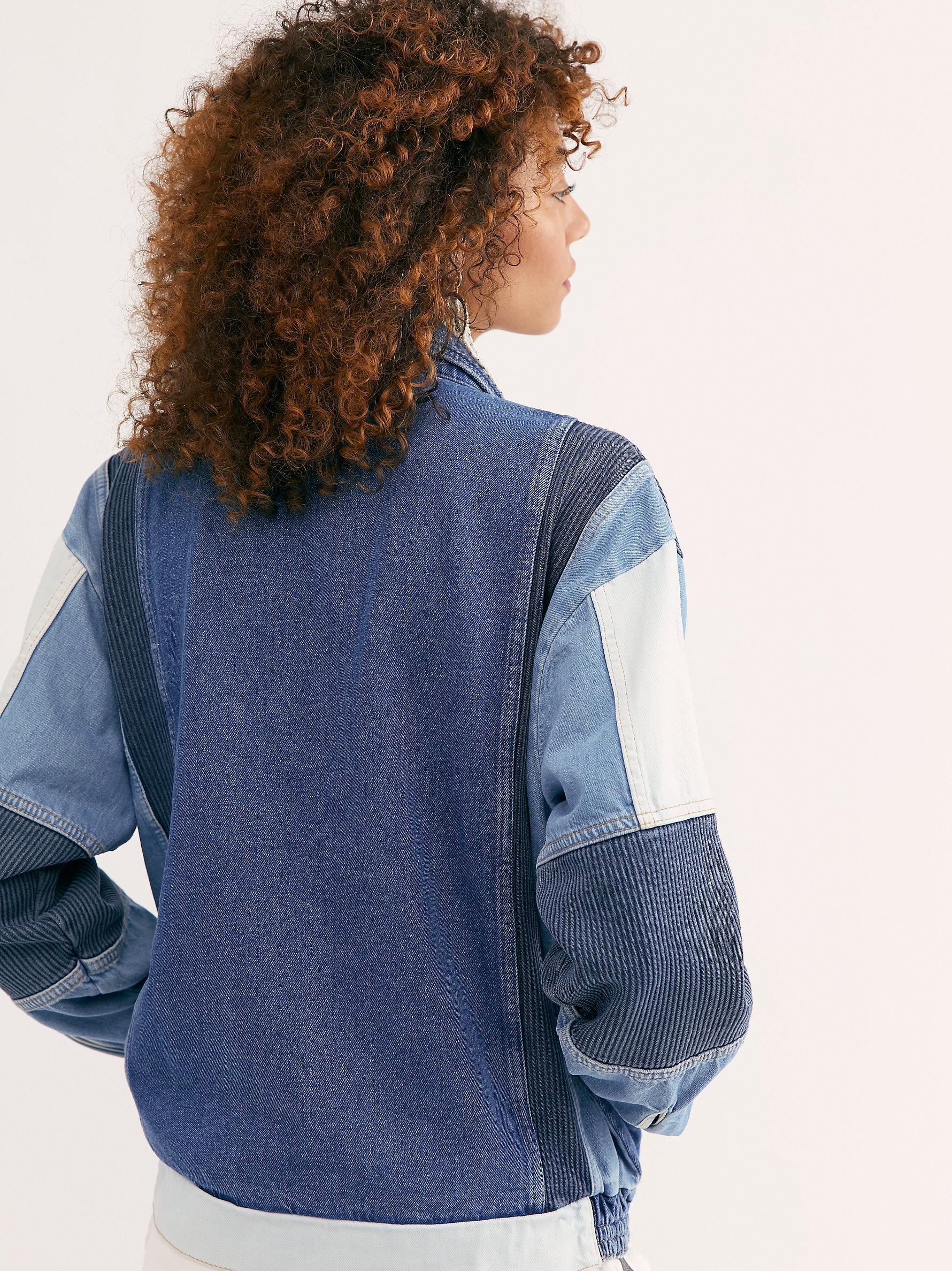panel denim bomber jacket