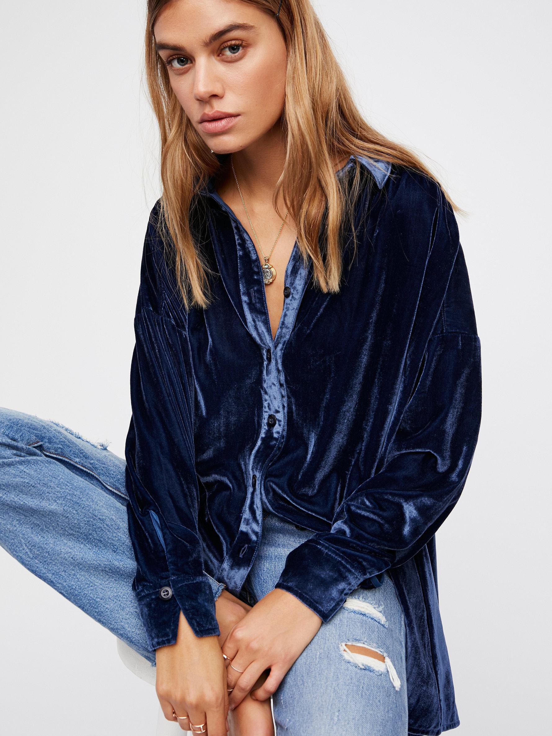 Wesley Velvet Buttondown Top 