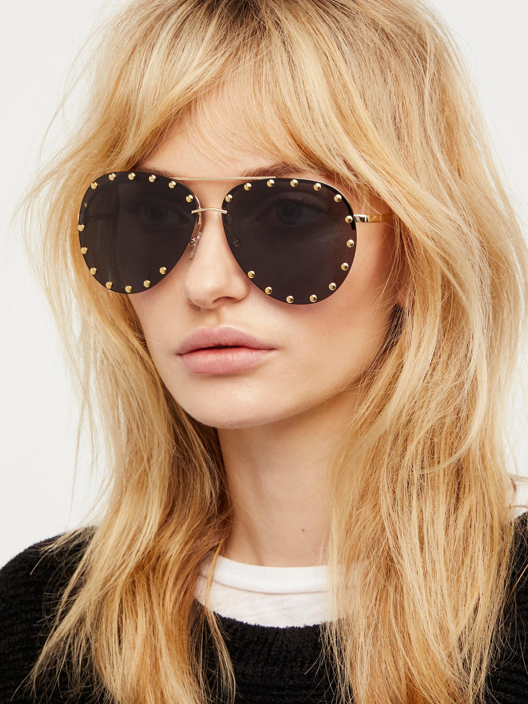 Free People Star Struck Studded Aviator Sunglasses