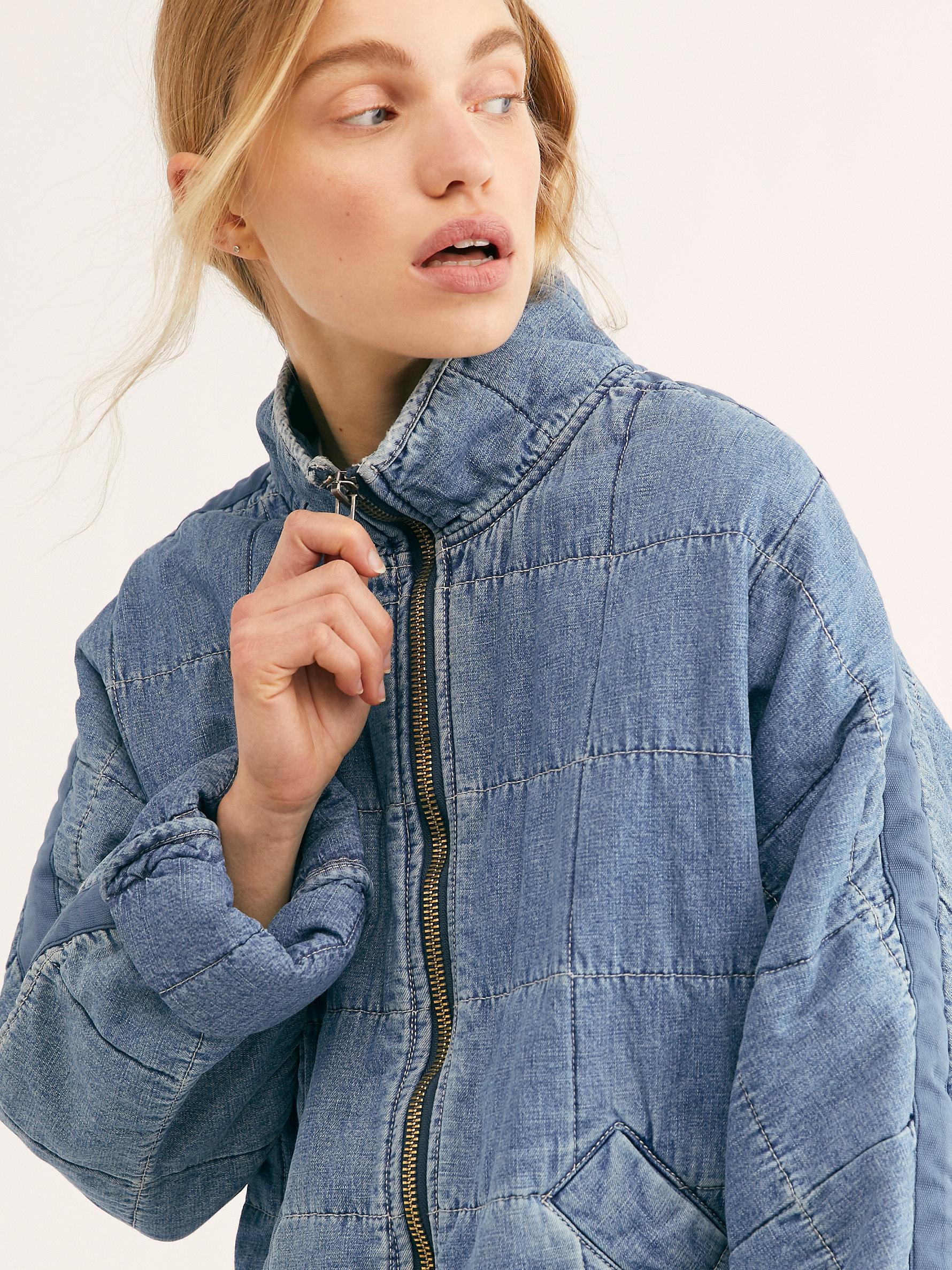 Dolman quilted denim jacket sale