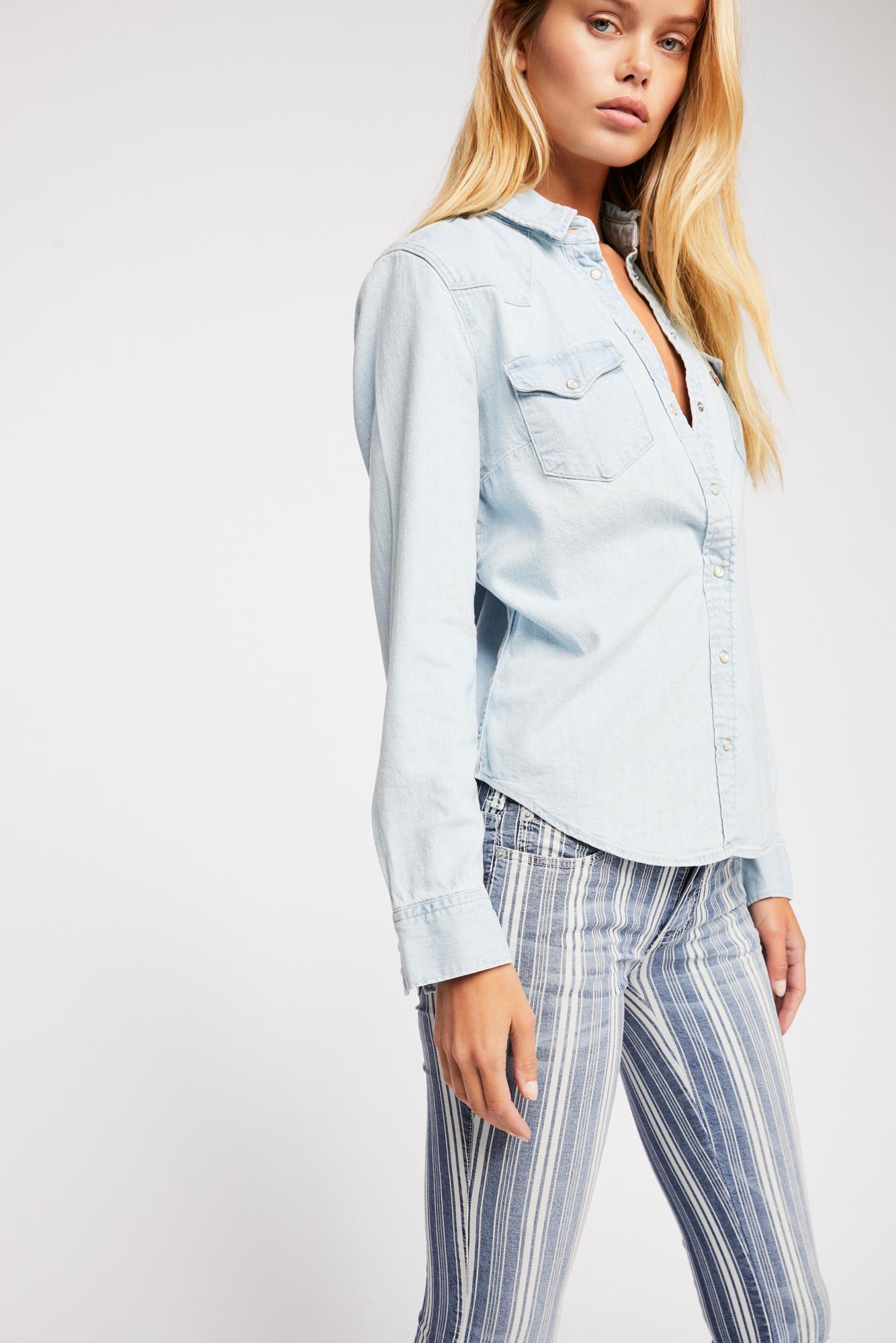 denim super striped flare jeans