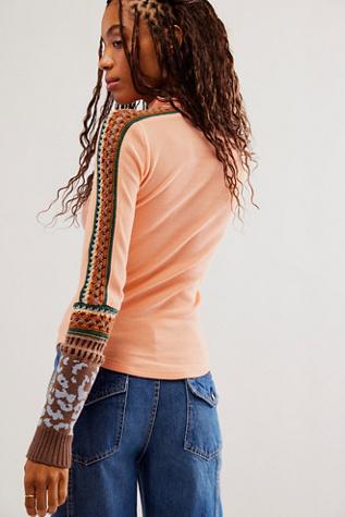 Free People Switch It Up Cuff Thermal Top At In Coral Combo, Size: Small in  Blue | Lyst