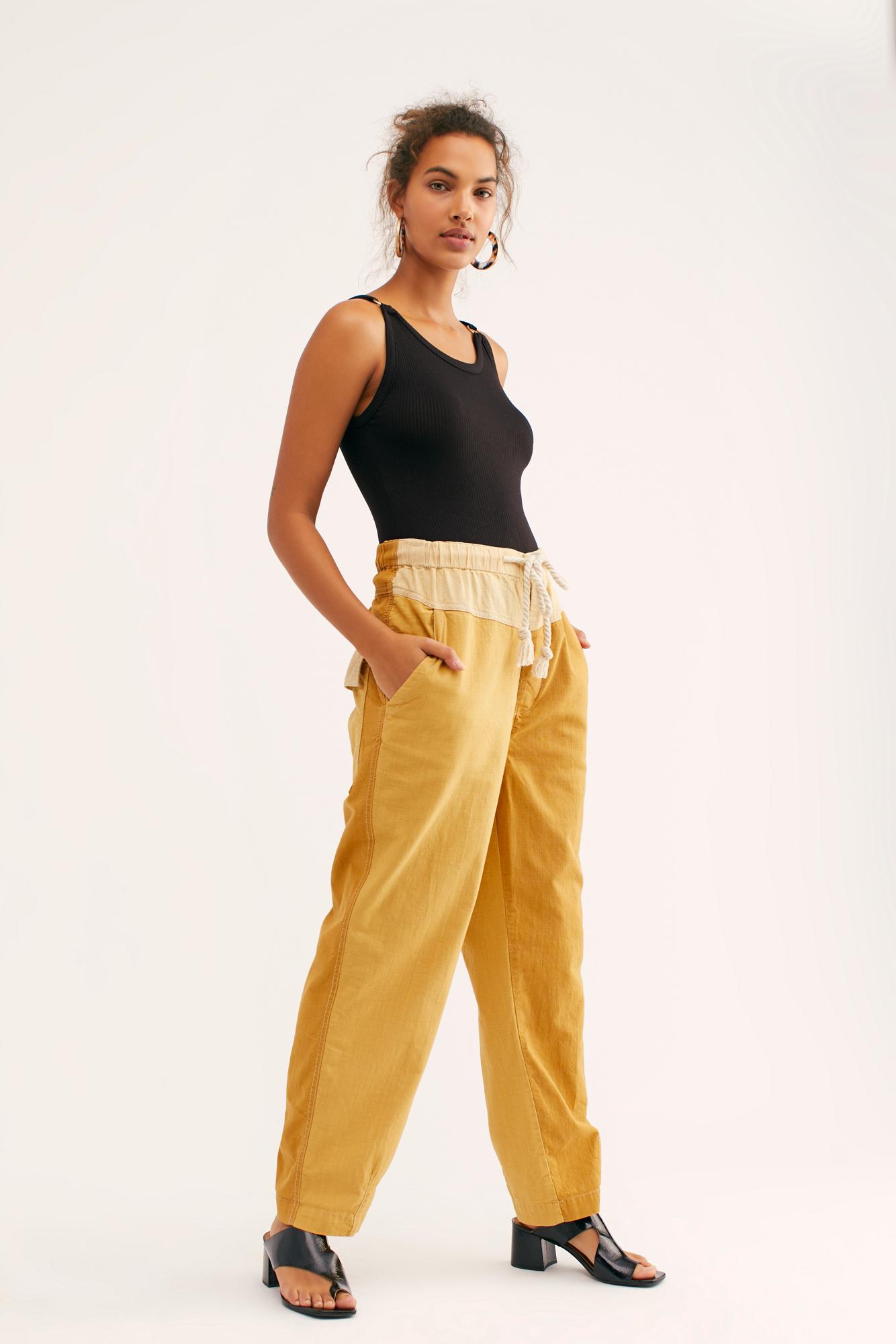 free people mixed up cotton distressed utility jeans