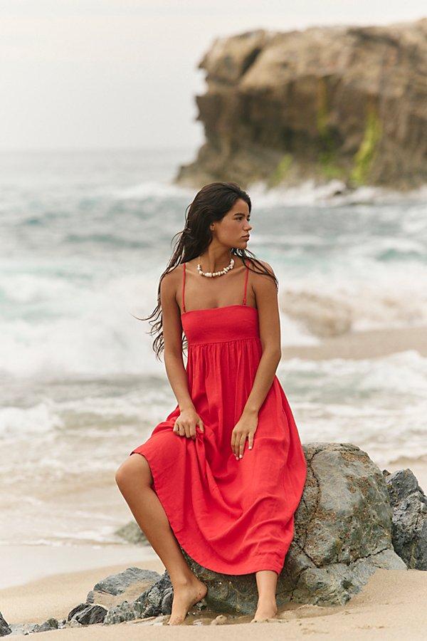 Free People Halo Babydoll Midi Dress in Red | Lyst