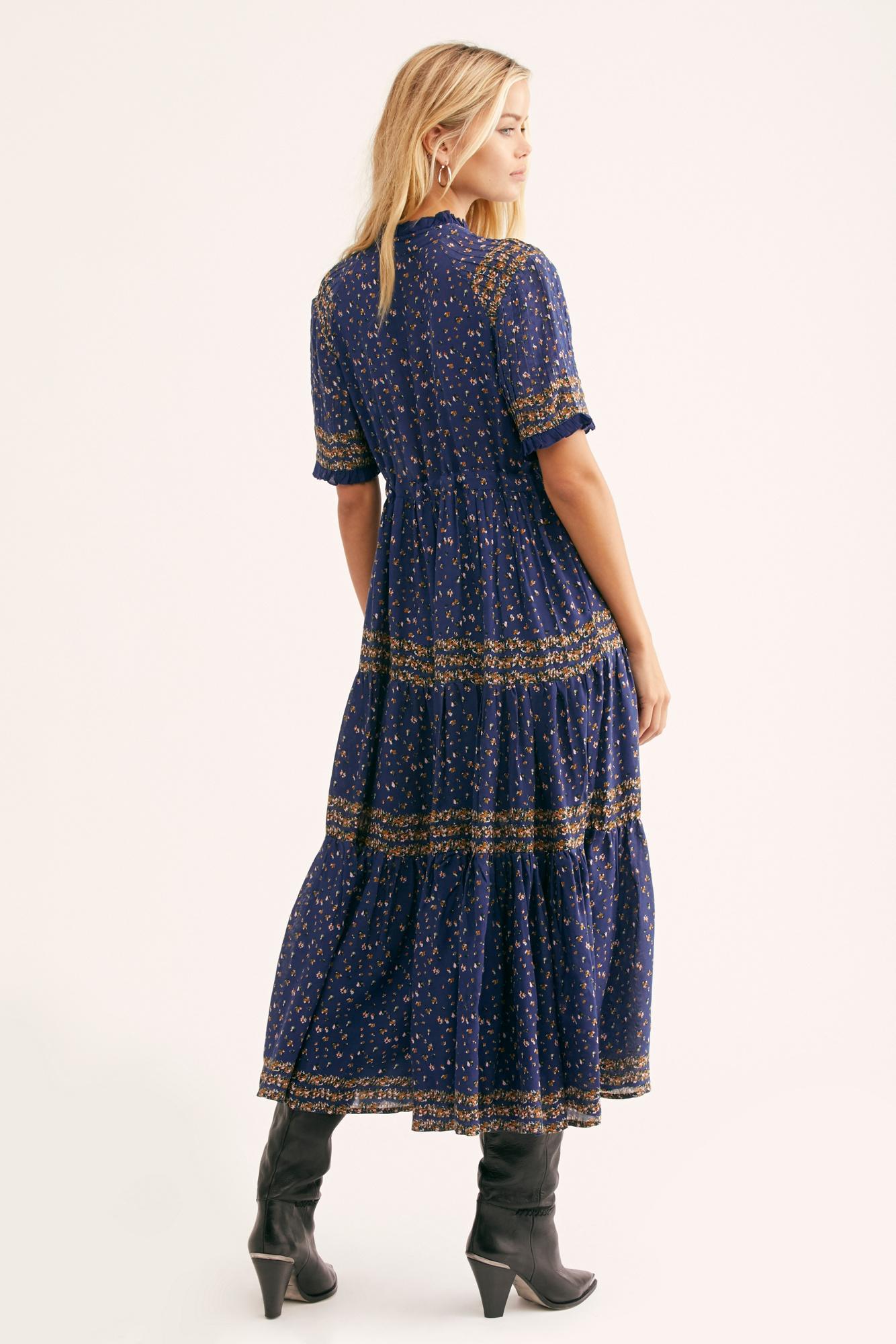 Free People Synthetic Rare Feelings Maxi Dress in Navy (Blue) | Lyst