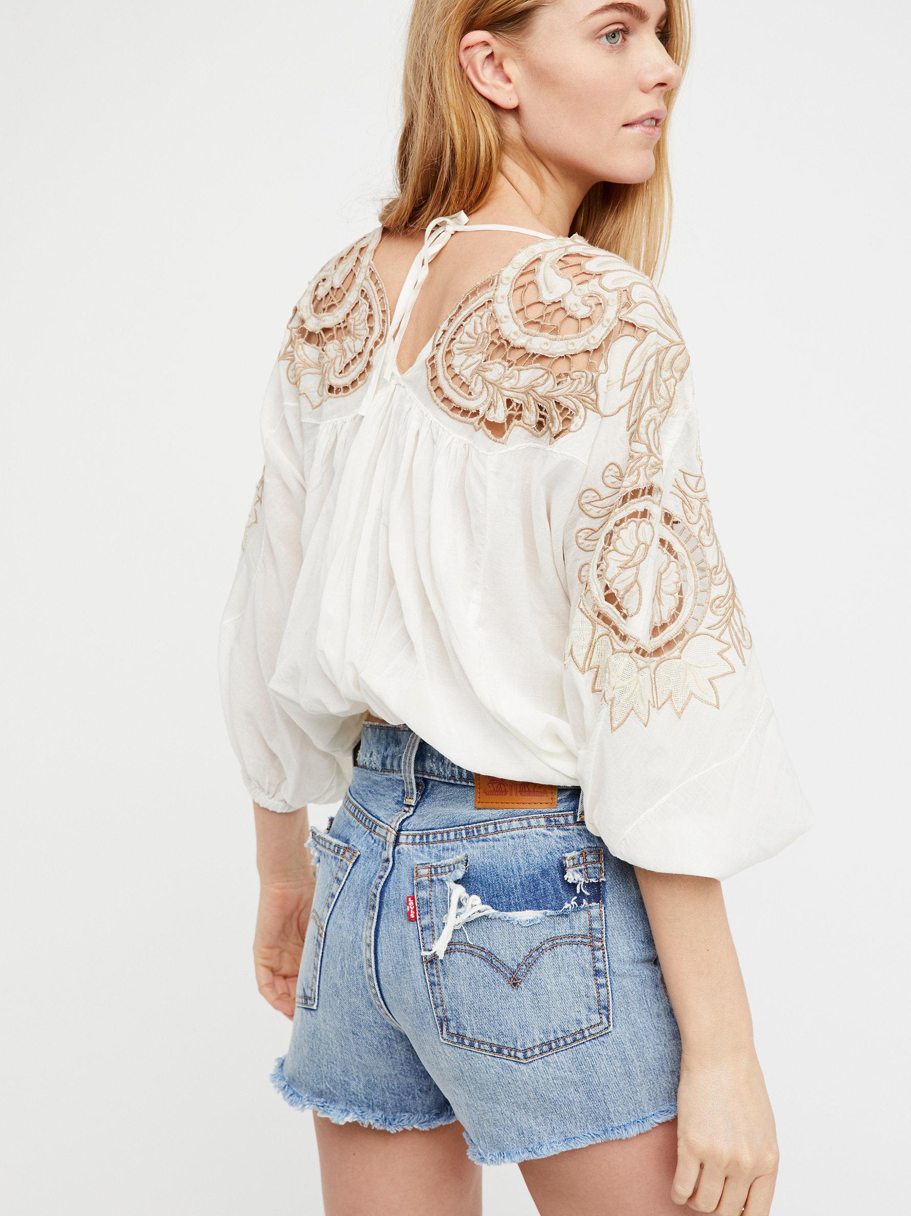Free People Cotton Cutwork Dolman Blouse in Ivory (White) - Lyst