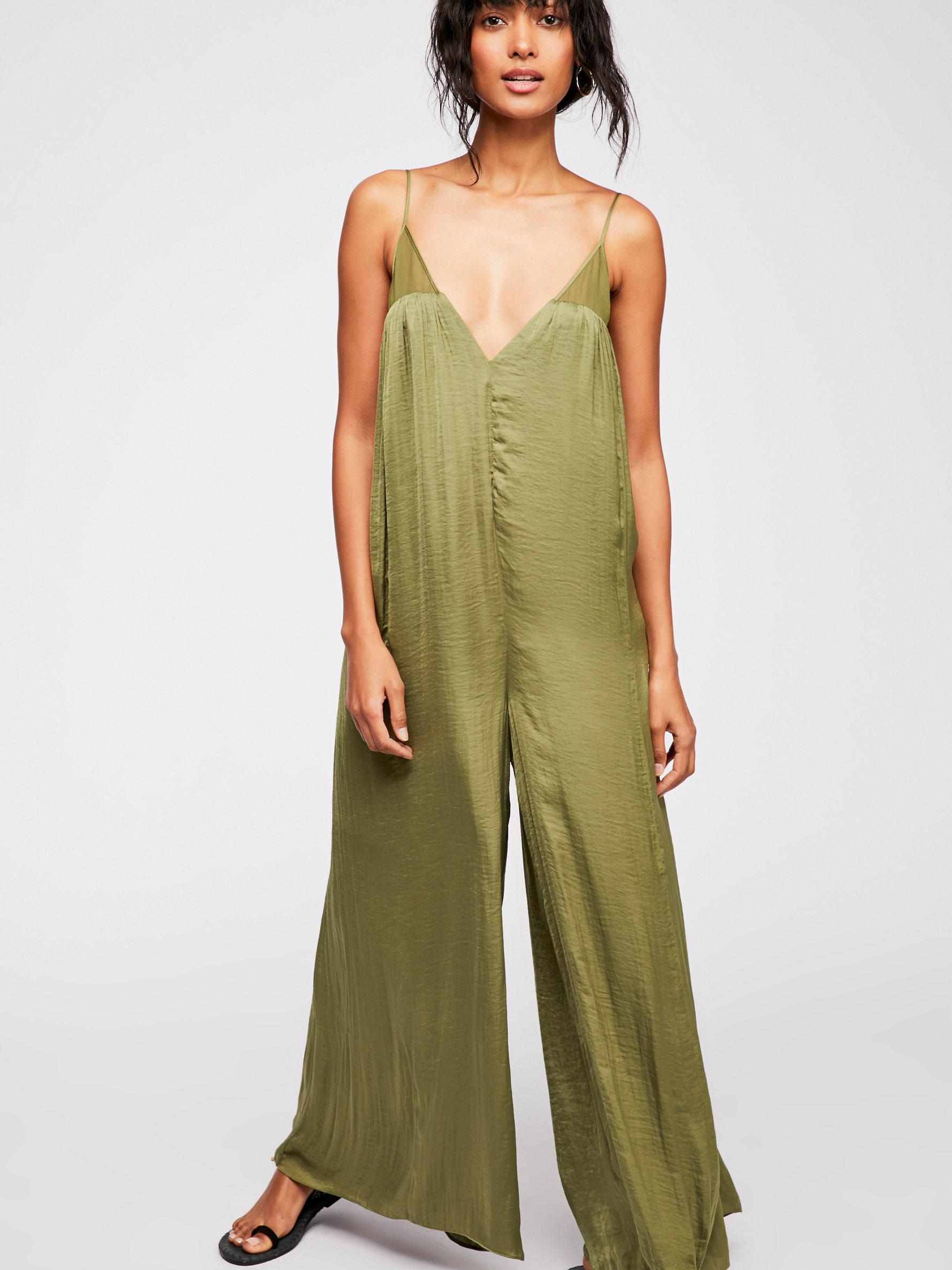 free people green jumpsuit