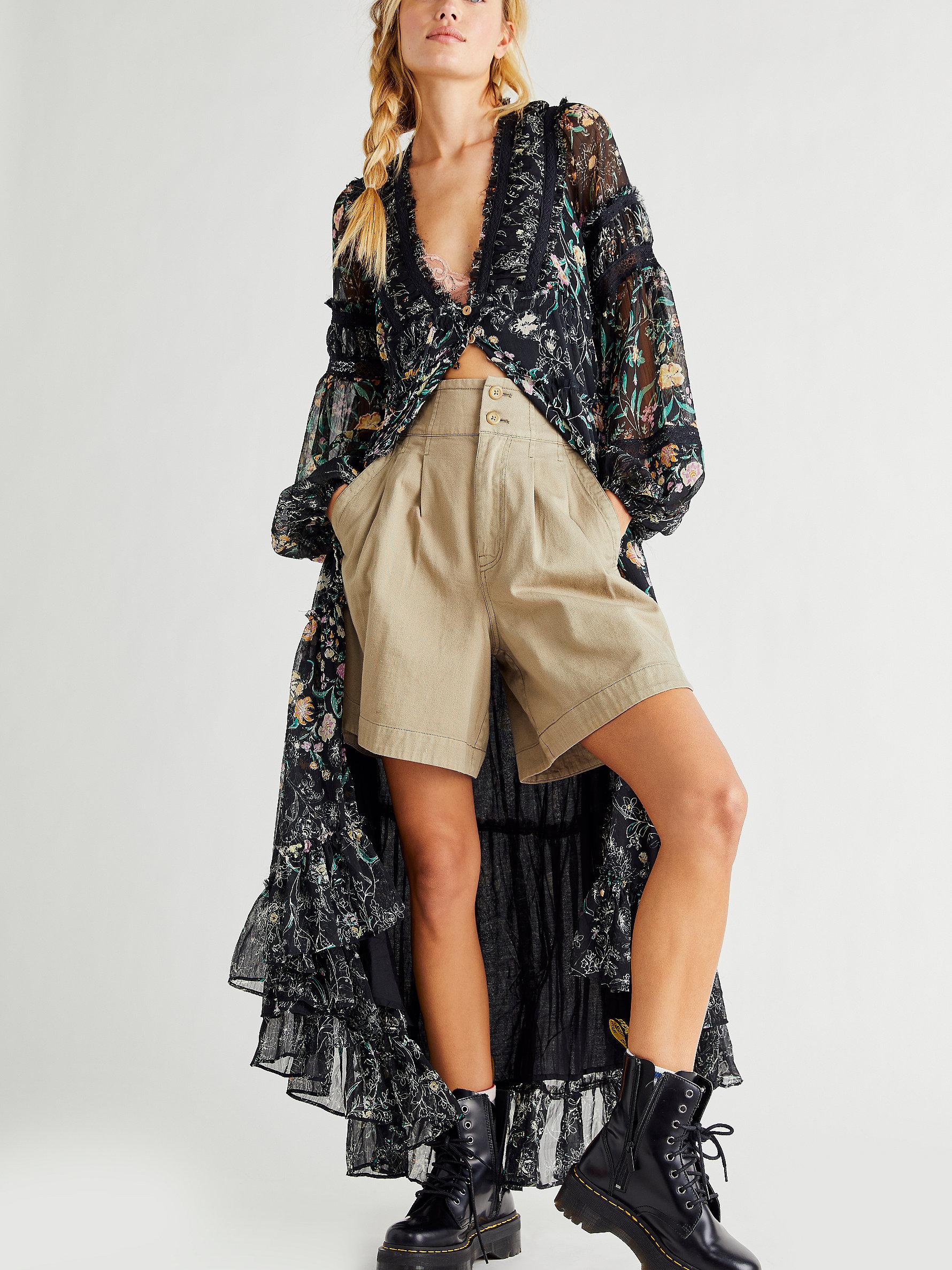 People Cassis Printed Chiffon Dress 