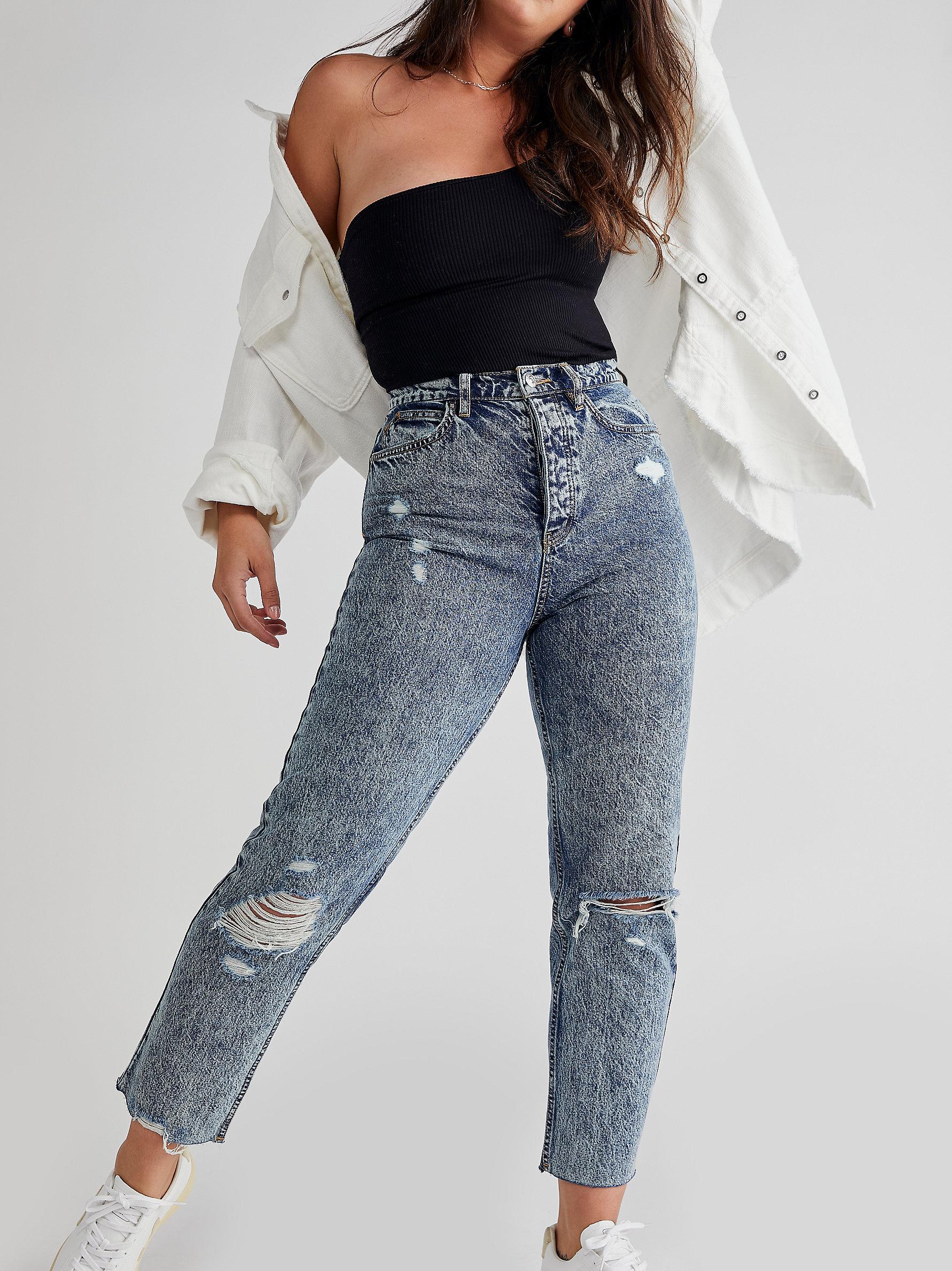 Free People Crvy Georgine Mom Jeans in Blue | Lyst