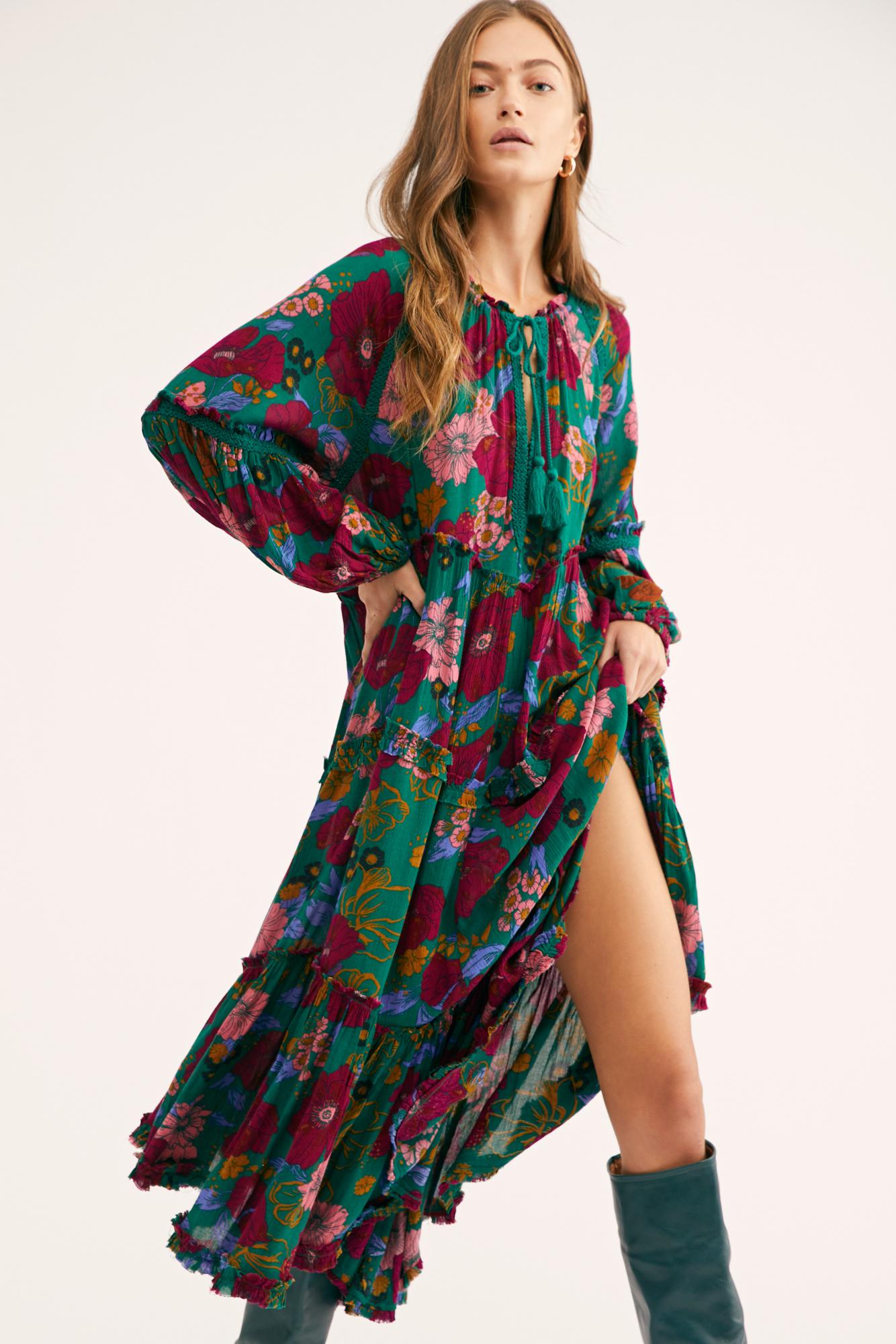 Free People In The Moment Printed Dress in Green | Lyst
