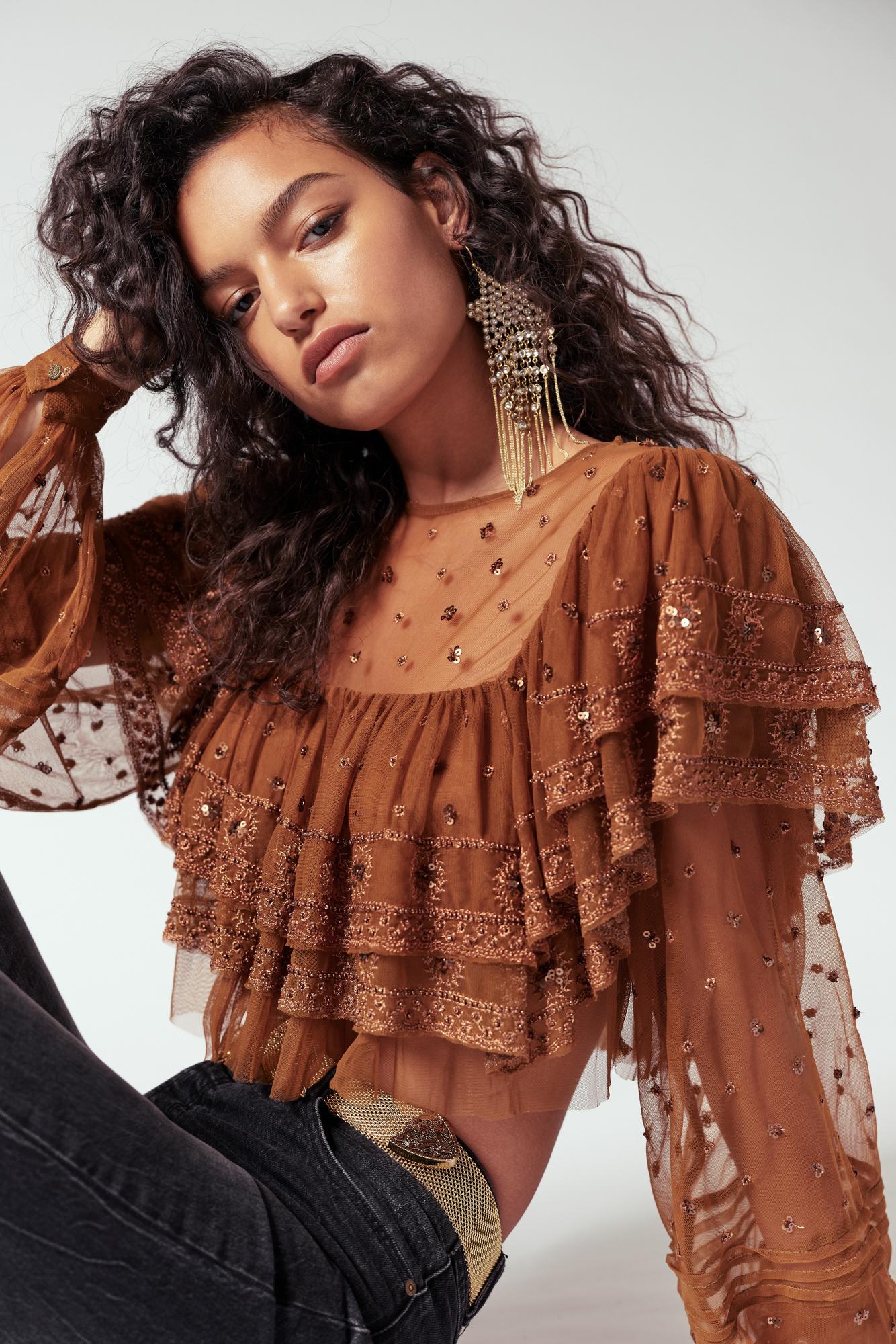Free People Disco Ball Top in Brown 