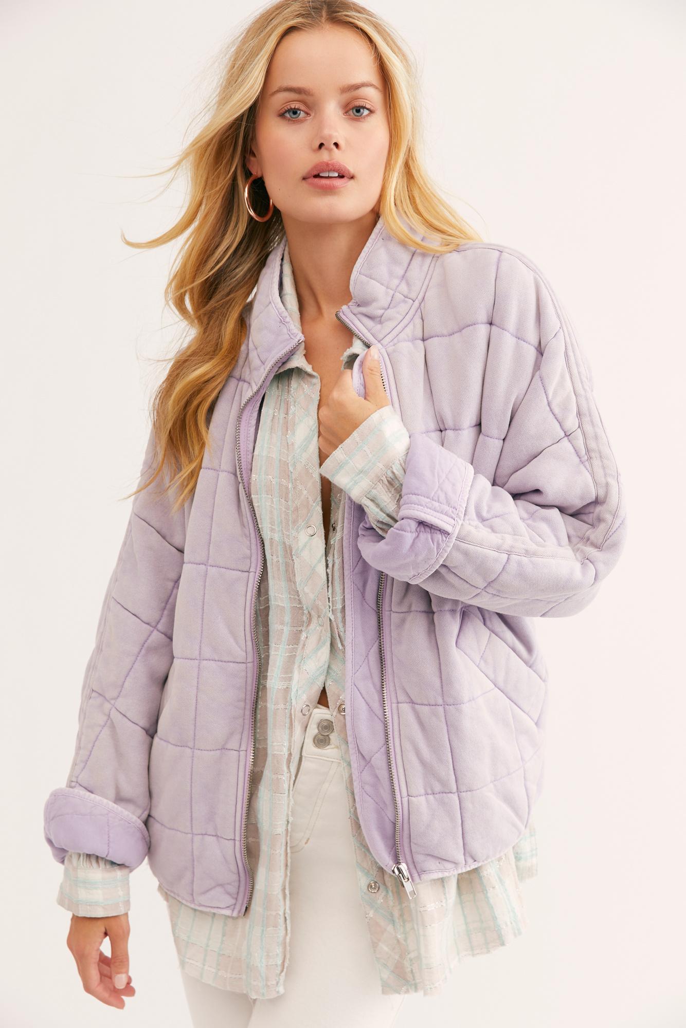 Free People Cotton Dolman Quilted Knit Jacket in Lilac (Purple) - Lyst
