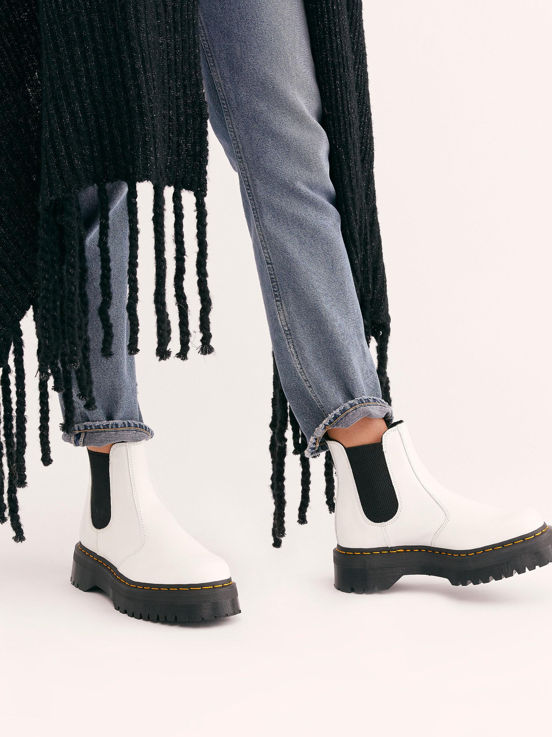 Free People Leather Dr. Martens 2976 Quad Chelsea Boots in White - Lyst