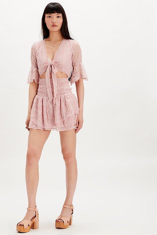 remi lace mini dress Melissa Odabash Remi Gold Crochet Cover Up Mini Dress