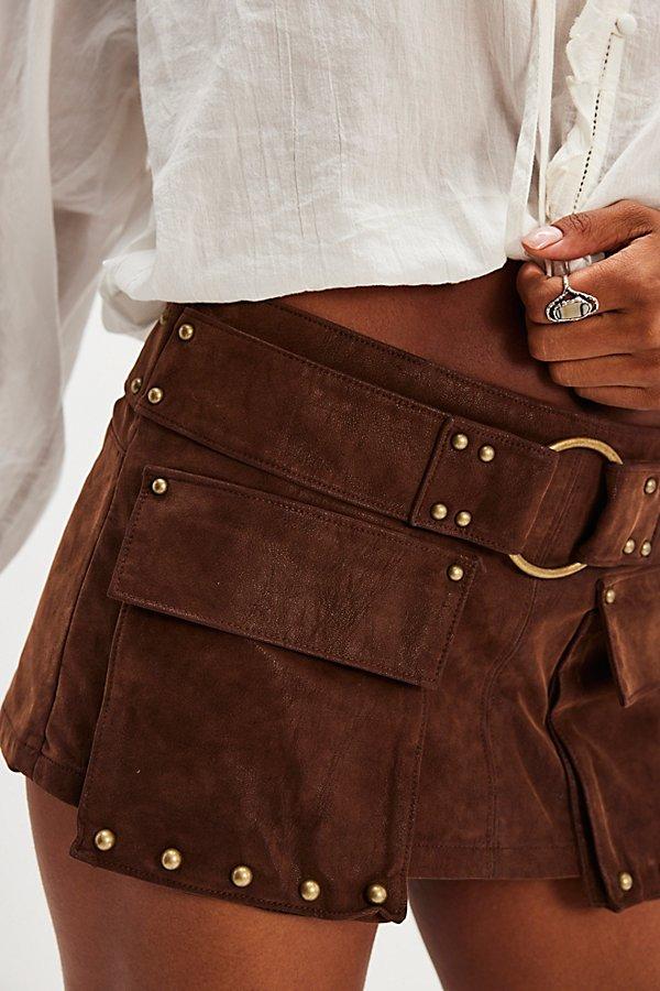 Free People Micro Mini Suede Skort At Free People In Shaved