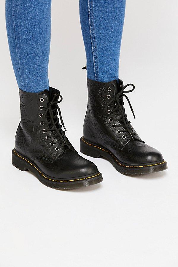 dr martens black pascal floral emboss 8 eye boots